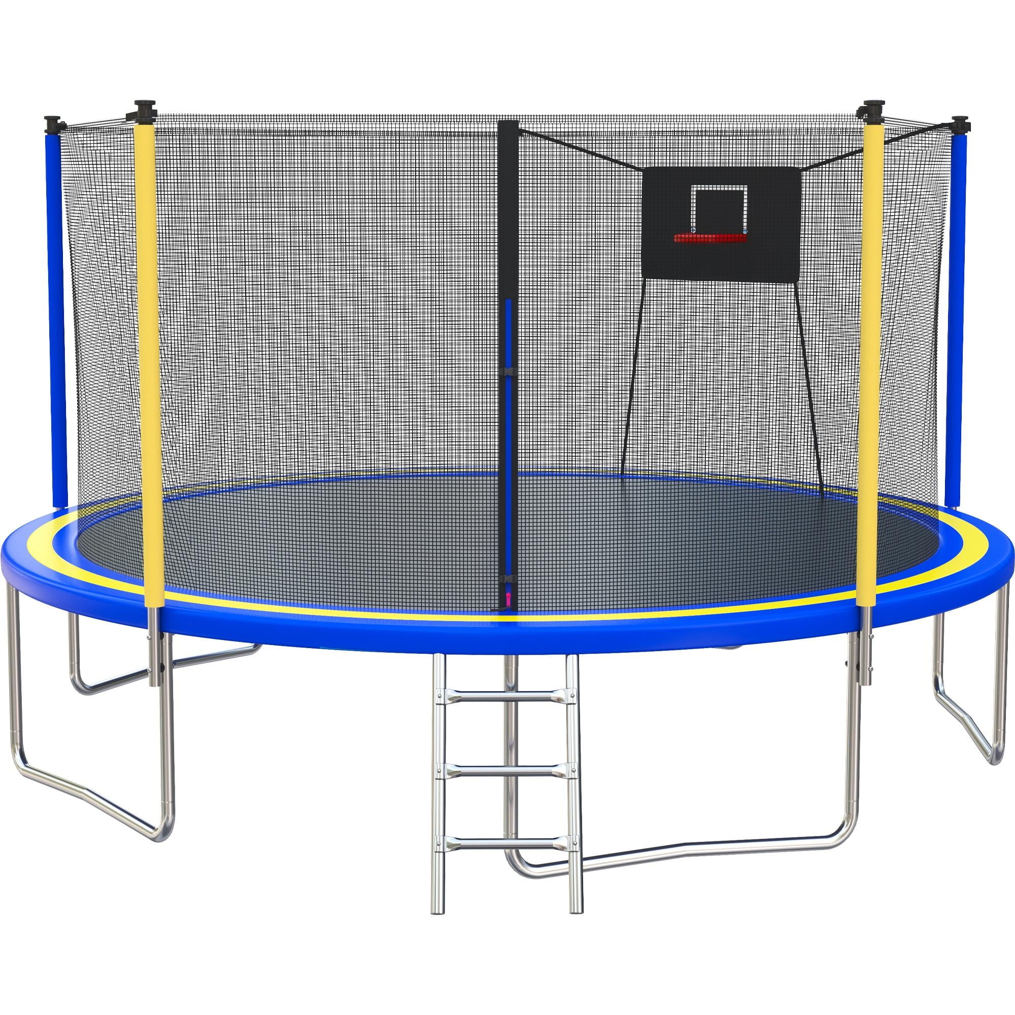 Added 14ft Trampoline with Basketball Hoop, SEGMART Upgraded Round Kids Outdoor Trampoline with Enclosure, Heavy-Duty Backyard Trampoline for Adults and Kids, Blue to Wishlist