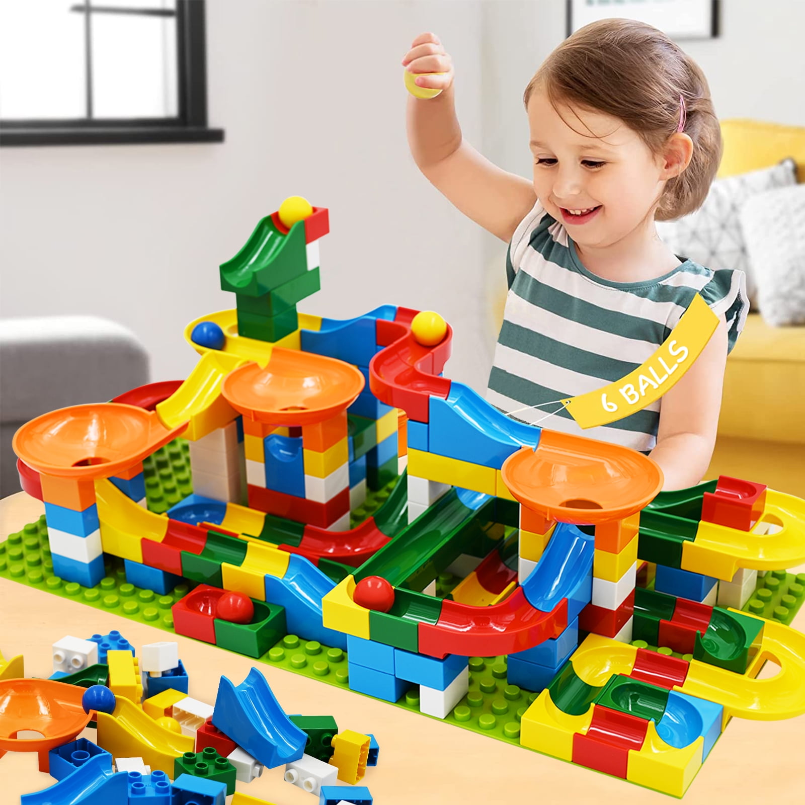 Added 176Pcs Big Blocks for Kids 3-10 Years, Marble Run Toy Set Compatible with Duplo, Building Bricks for Boys and Girls to Wishlist