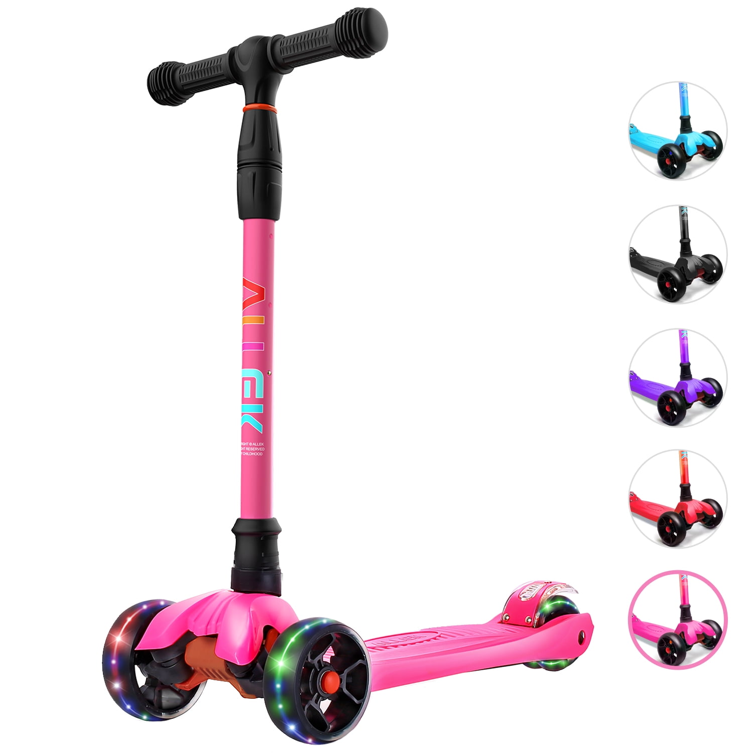 Added Allek Kick Scooter B02 with Light-Up Wheels and 4 Adjustable Heights for Children from 3-12yrs (Rose Pink) to Wishlist