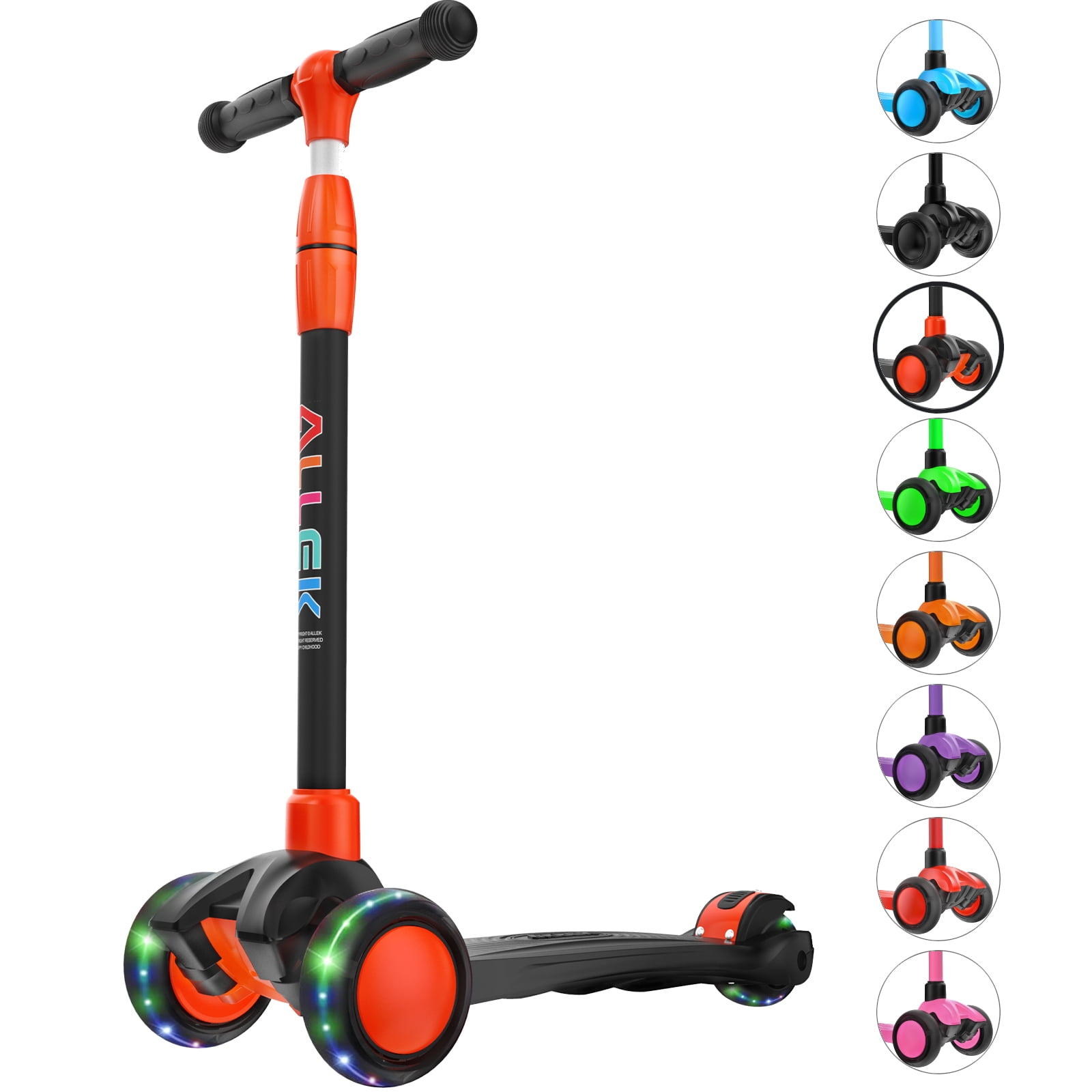 Added Allek Kick Scooter B03 with Light-Up Wheels and any Height Adjustable for Children from 3-12 Years, Black-Red to Wishlist