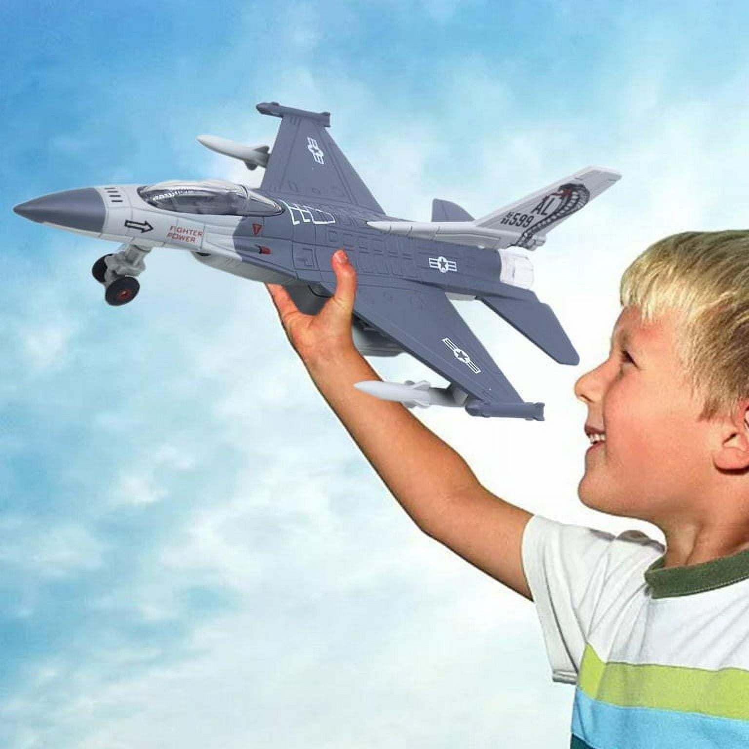 Added American Planes Jet Plane Toy Fighter with Pull and Light for Kids & - Gray to Wishlist