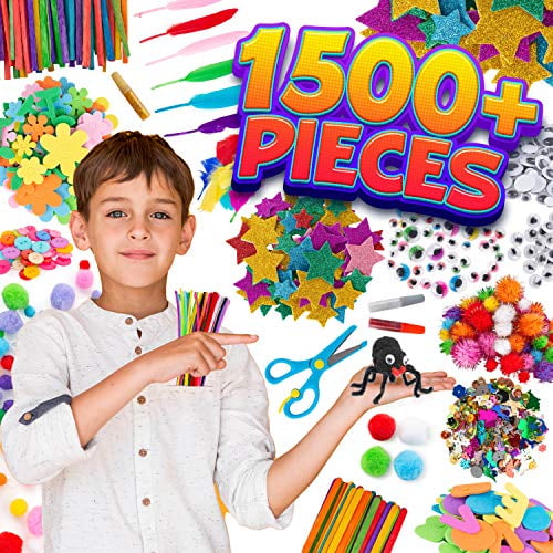 Added Arts and Crafts for Kids – XXXL Craft Kit for Kids - 2000+ Pcs Kids Craft Kits, Toddlers & Kids Arts & Craft Supplies & Materials, Kids Art Set Craft Box, Pipe Cleaner Art Kit for Kids Age 6-8 9 12 to Wishlist