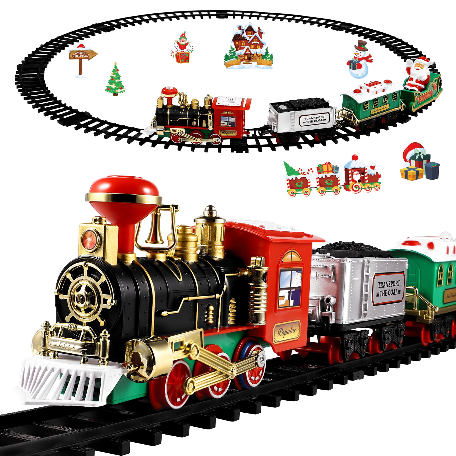 Added Christmas Train Set for Under the Tree with Lights&Sounds, Holiday Train Around Christmas Tree w/Large Tracks for Kids to Wishlist