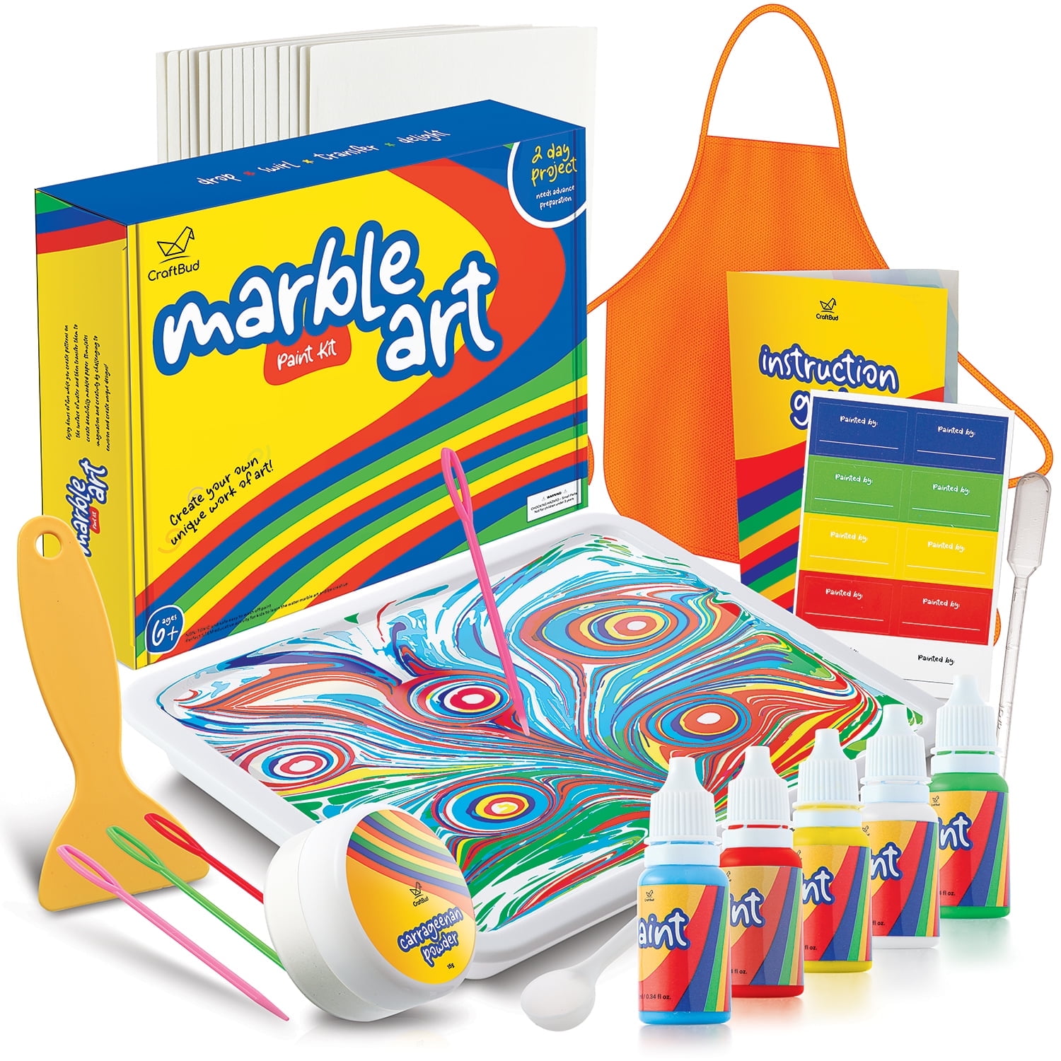 Added CraftBud Marbling Paint Kit & Toy for Kids Art with 5 Paint Colors, Water Art Paint Set Comes with Guide Book - Arts and Crafts for Girls & Boys Ages 6+ to Wishlist