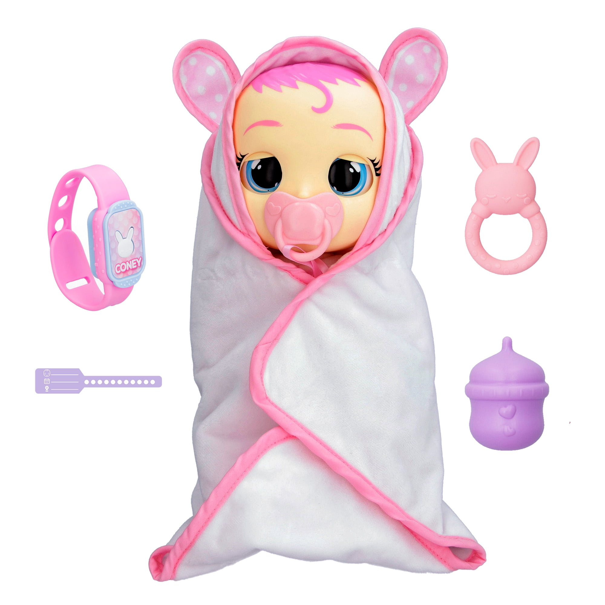 Added Cry Babies Newborn Coney Interactive Baby Doll with 20+ Baby Sounds and Interactive Bracelet - Kids Ages 18 months and up to Wishlist