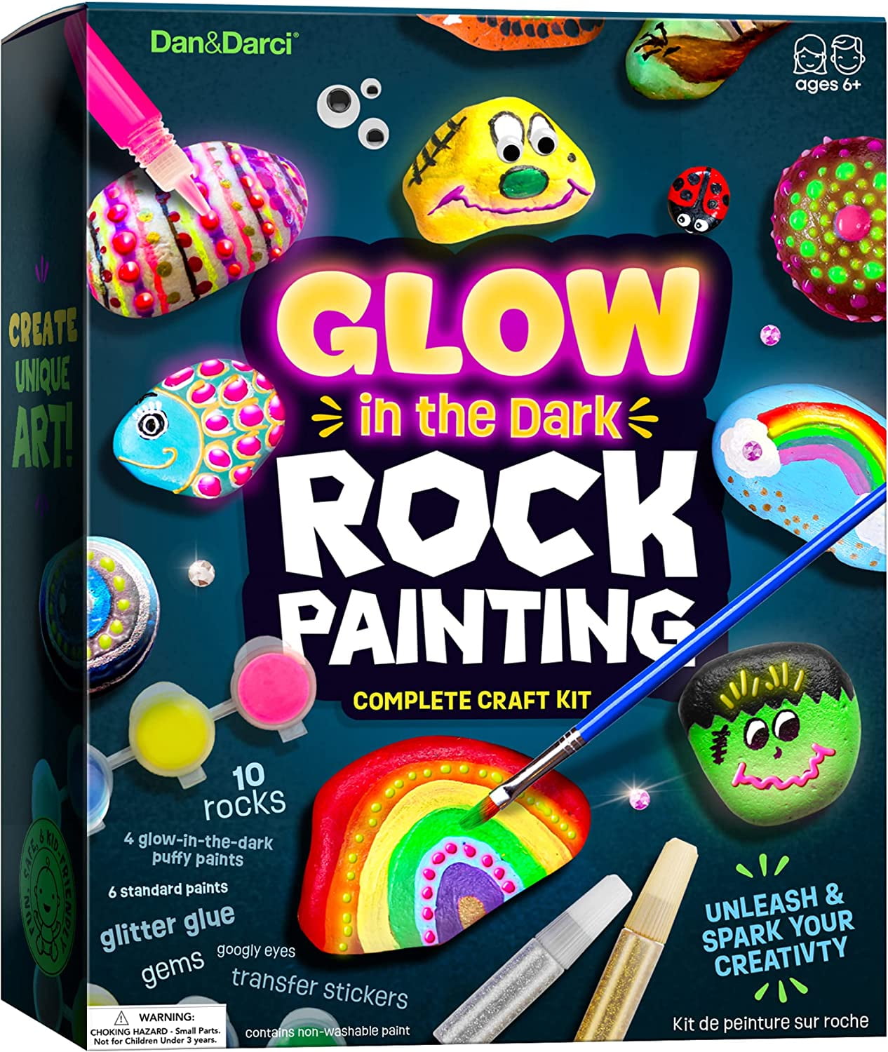 Added Dan&Darci Glow in the Dark Rock Painting Kit - Arts & Crafts Kits Gifts for Boys and Girls Ages 4-12 to Wishlist