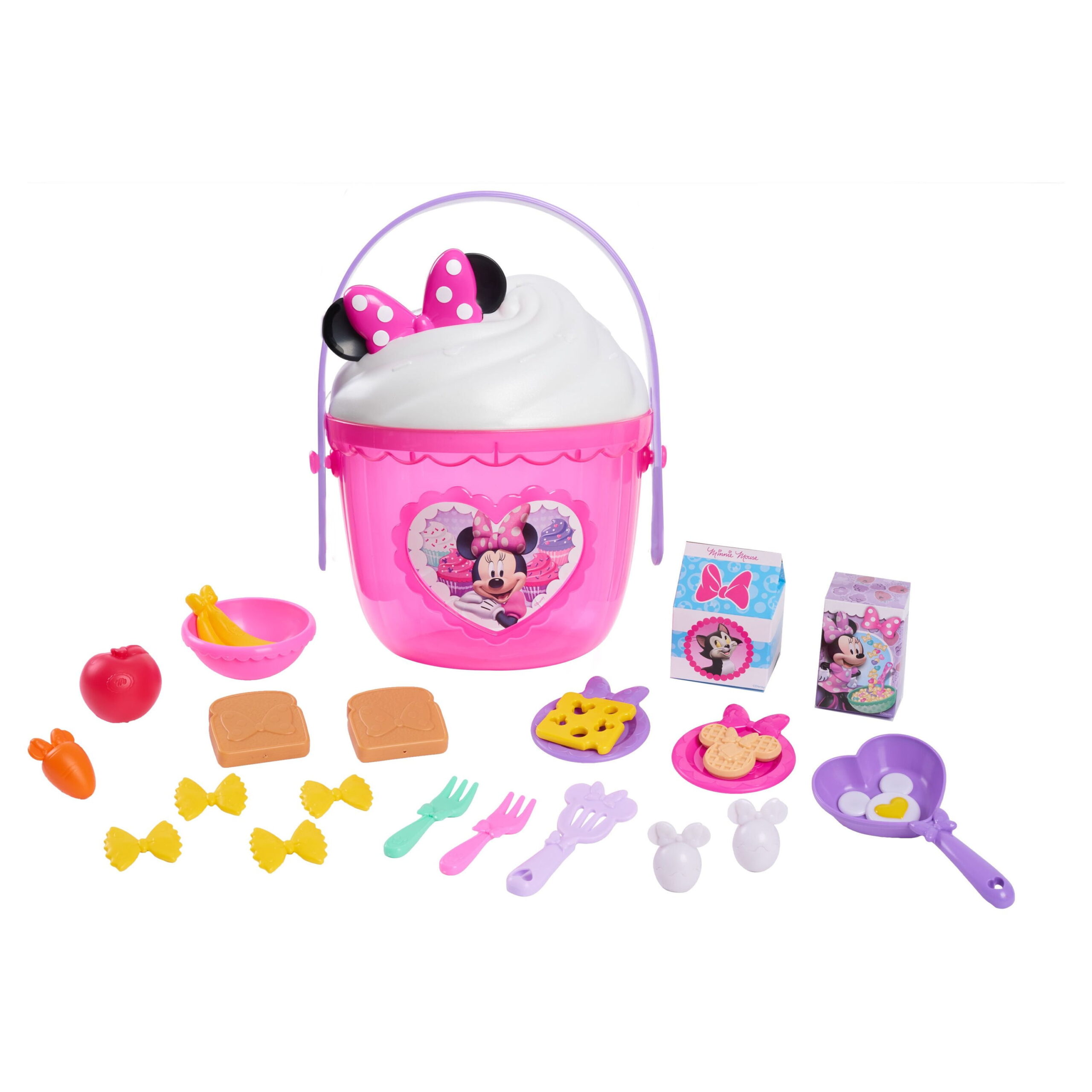 Added Disney Junior Minnie Mouse Fab Food Bucket, 25-pieces, Pretend Kitchen Playset, Kids Toys for Ages 3 up to Wishlist