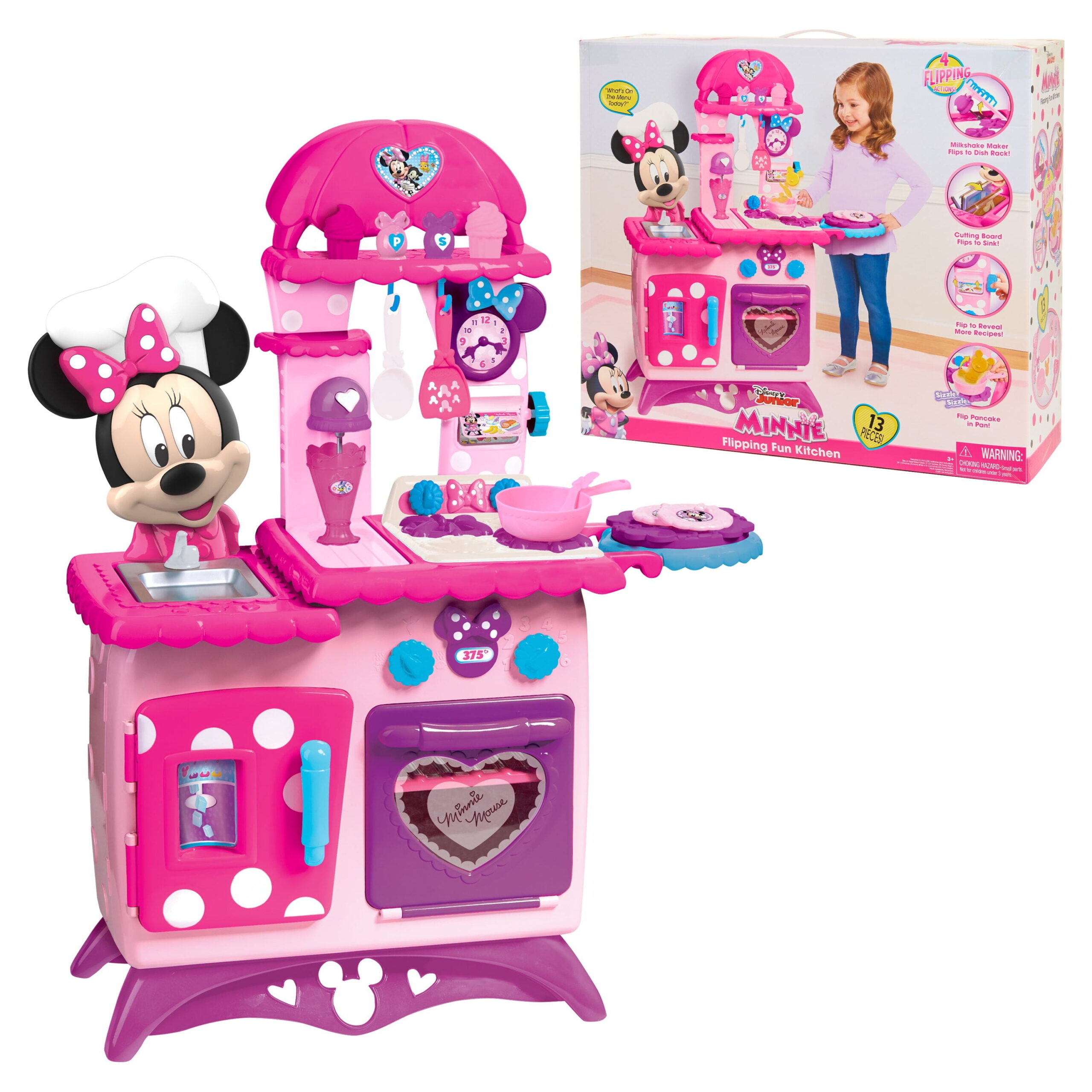 Added Disney Junior Minnie Mouse Flipping Fun Pretend Play Kitchen Set, Play Food, Realistic Sounds, Kids Toys for Ages 3 up to Wishlist