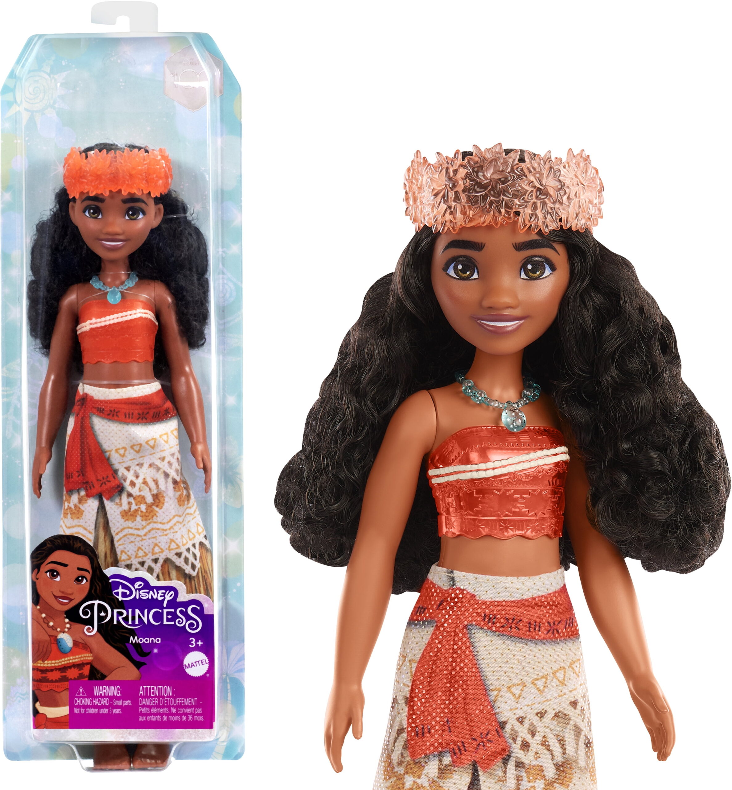 Added Disney Princess Moana 11 inch Fashion Doll with Brown Hair, Brown Eyes & Hair Accessory, Sparkling Look to Wishlist