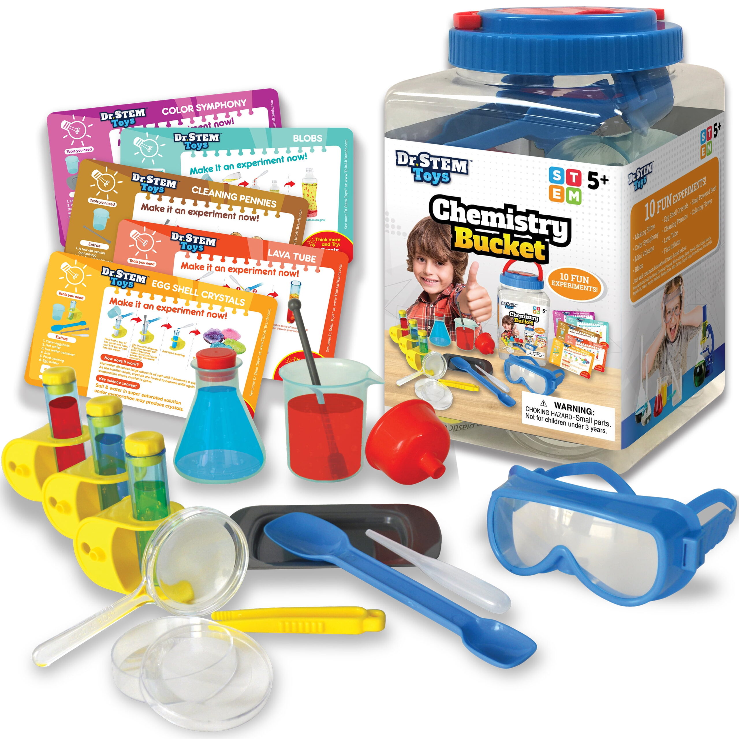 Added Dr. STEM Toys - Kids First Chemistry Set Science Kit - 28 Pieces Includes Ten Experiments, Goggles, Test Tubes, All in a Storage Bucket to Wishlist