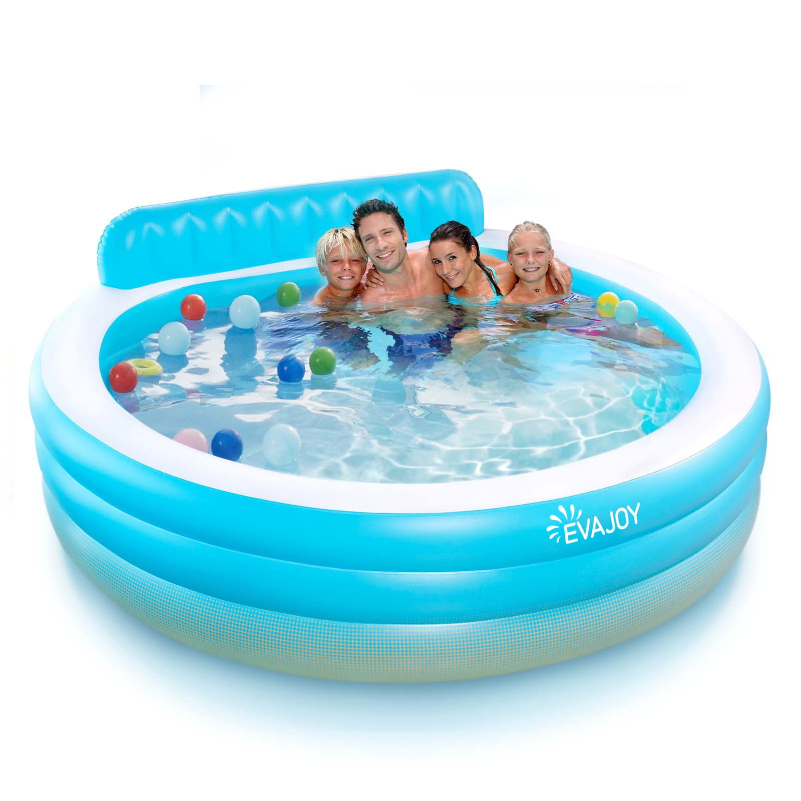 Added Evajoy Inflatable Pool, Family Lounge Swimming Pool with Seat for Kids Aldult, Round, 7.33 x 7.11 x 2.5 ft to Wishlist