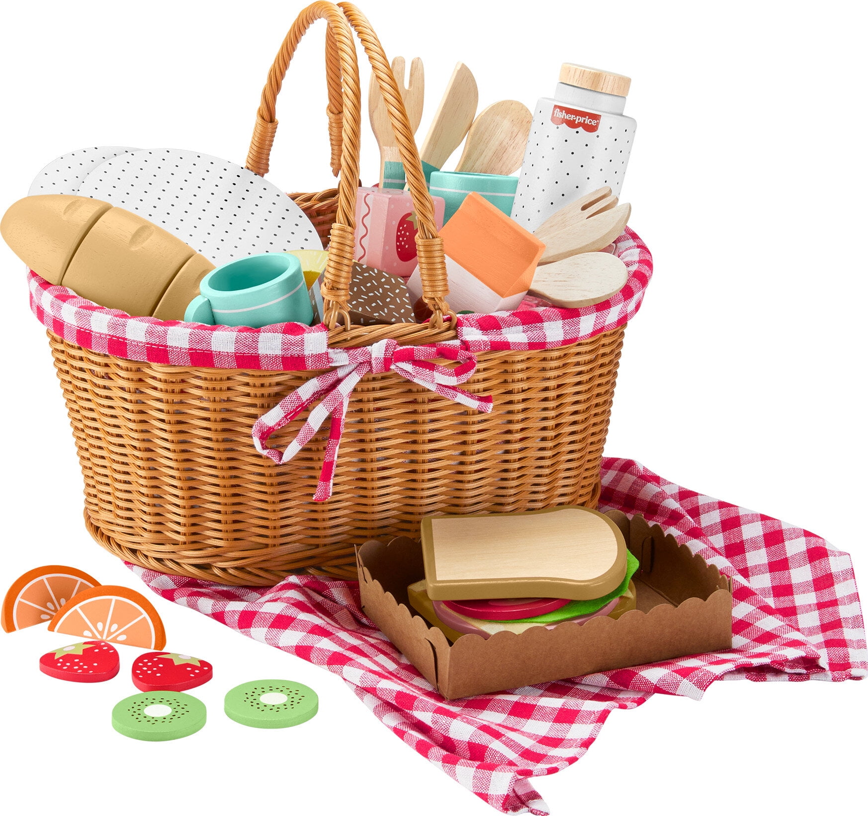 Added Fisher-Price Wooden Picnic Basket and Food Pretend Play Set for Preschool Kids, 31 Pieces to Wishlist