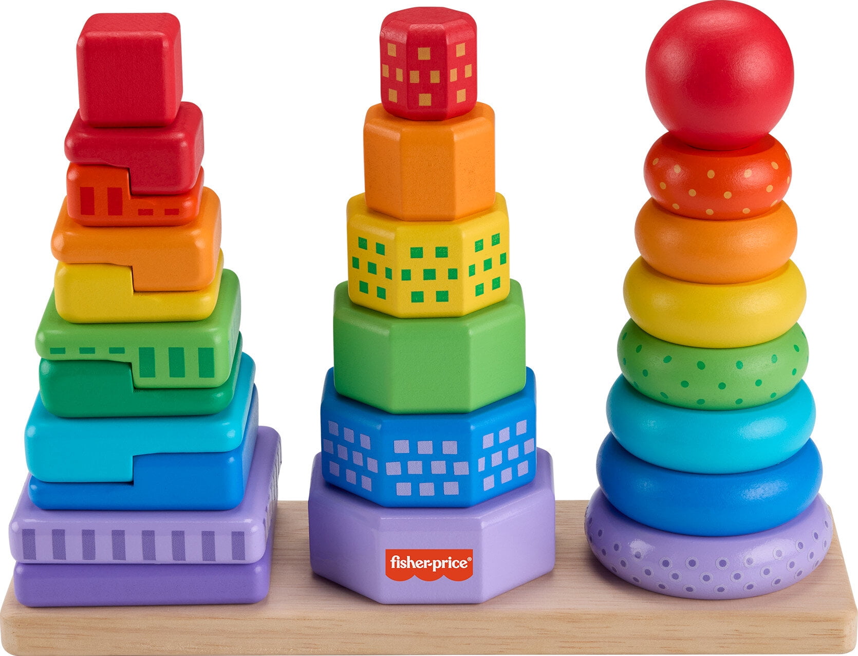 Added Fisher-Price Wooden Rainbow Stacking Shape Sorter, Fine Motor Toy for Toddlers, 26 Wood Pieces to Wishlist