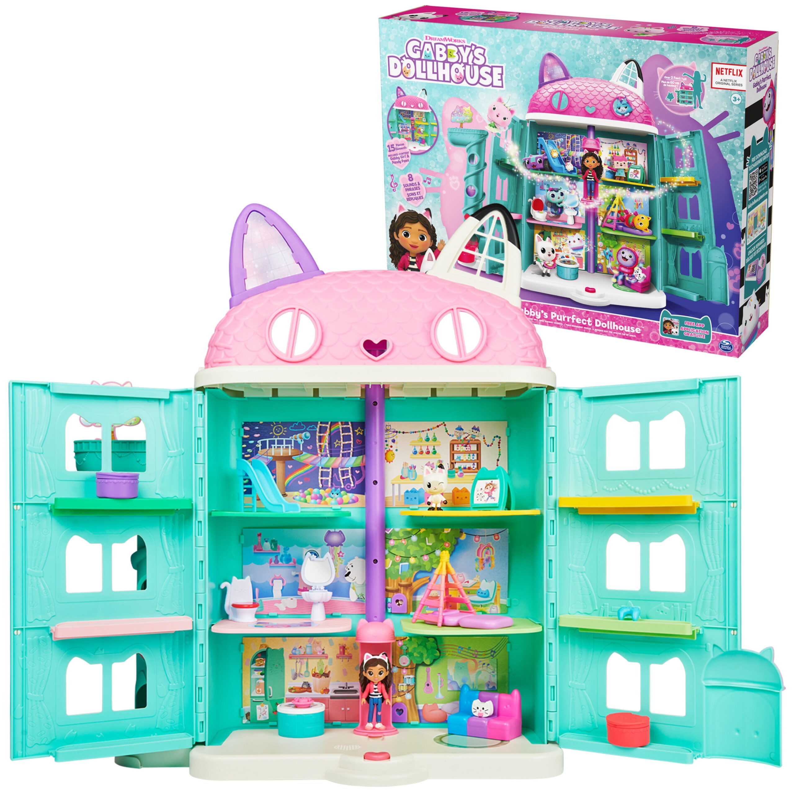 Added Gabby's Dollhouse, Purrfect Dollhouse 2-Foot Tall Playset with Sounds, 15 Pieces to Wishlist