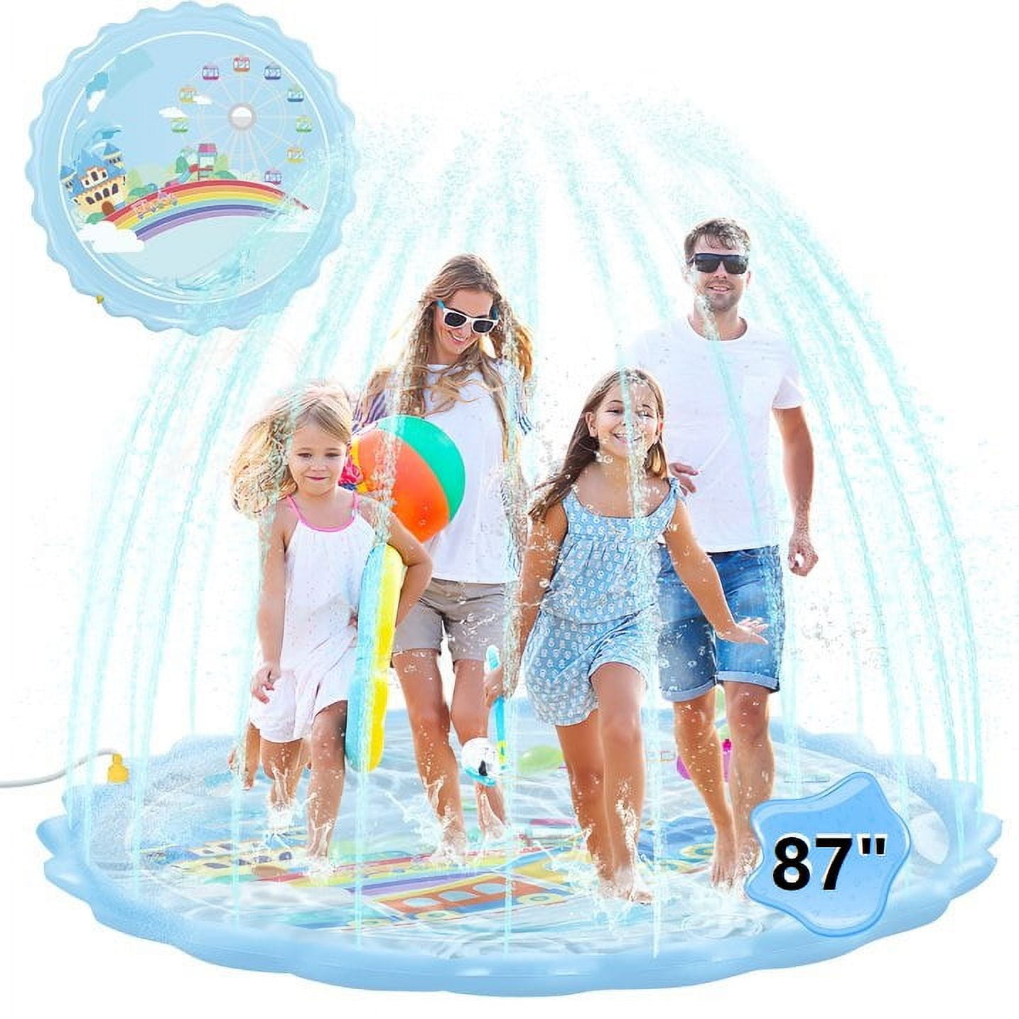 Added Hommie Splash Water Pad, 87" Inflatable Sprinkler Water Mat Toys for Kids, Blue to Wishlist