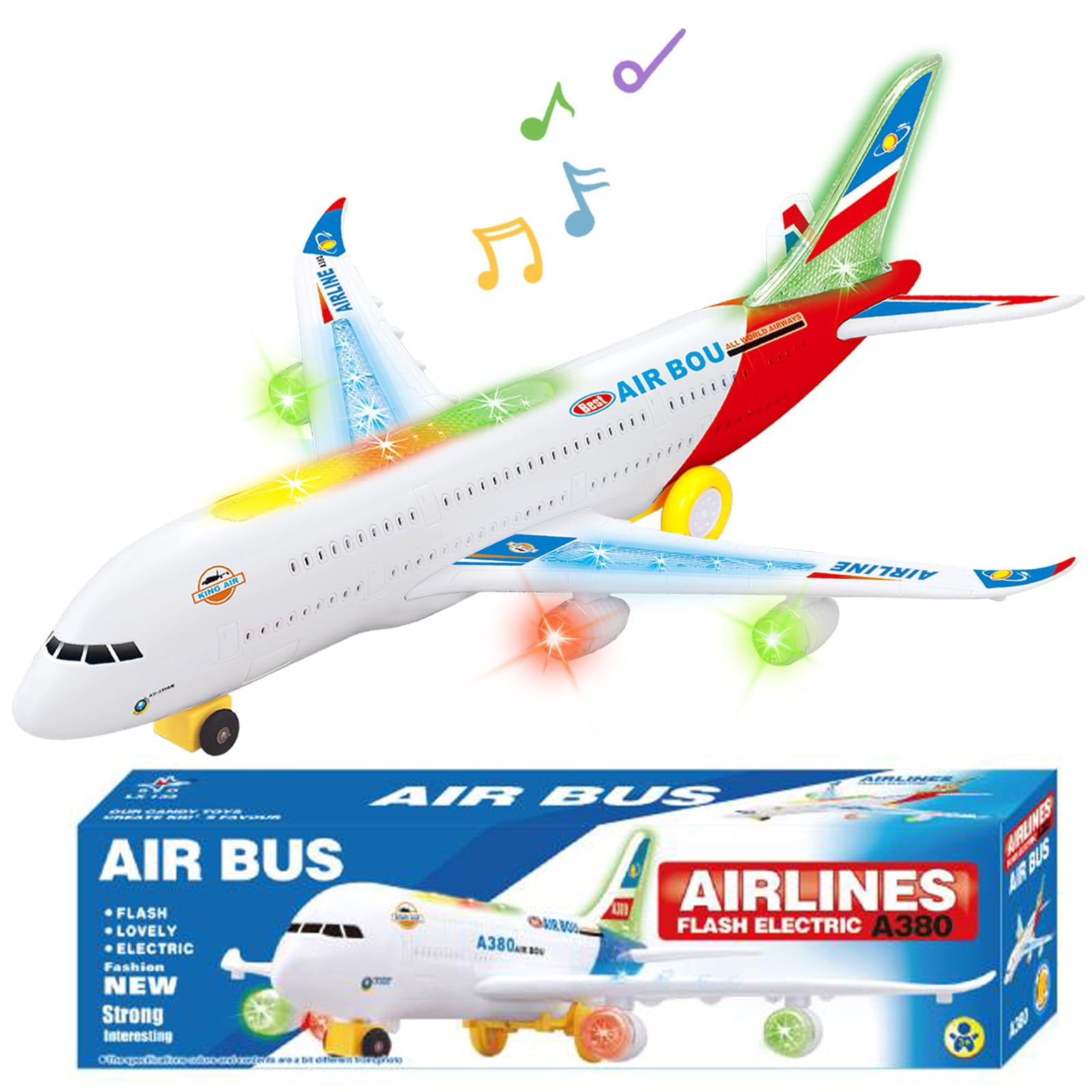 Added JBee Ctrl Airplane Toys for Kids, Bump and Go Action, Toddler Toy Plane with LED Flashing Lights and Sounds for Boys & Girls 3 -12 Years Old (Airbus A380) to Wishlist