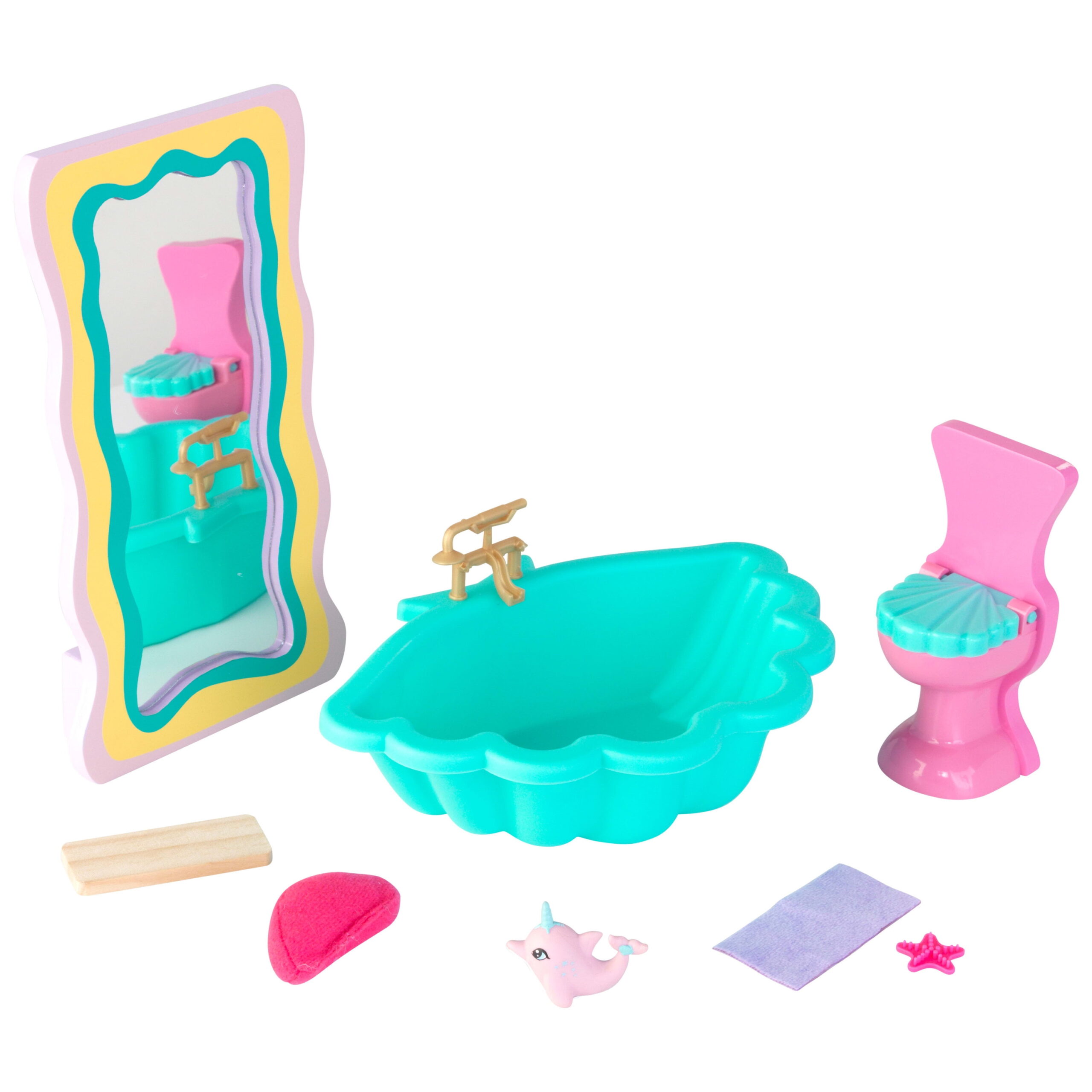 Added KidKraft Rainbow Dreamers Seashell Bathroom Dollhouse Furniture, 8 Pieces to Wishlist