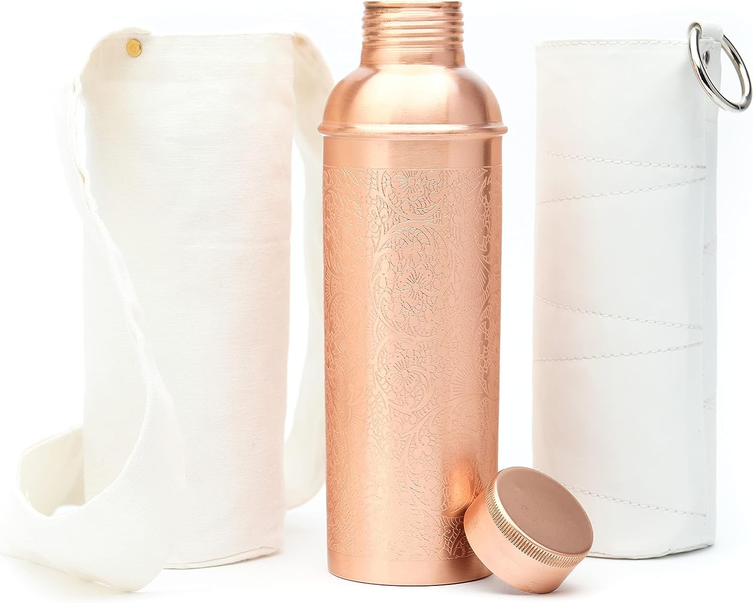 Added Kitchen Science Designer Copper Water Bottle w/Carrying Canvas Bag & Sleeve| 100% Pure Copper Bottle for Drinking Water | Leak-Proof | Authentic Ayurvedic Copper Water Bottle to Wishlist