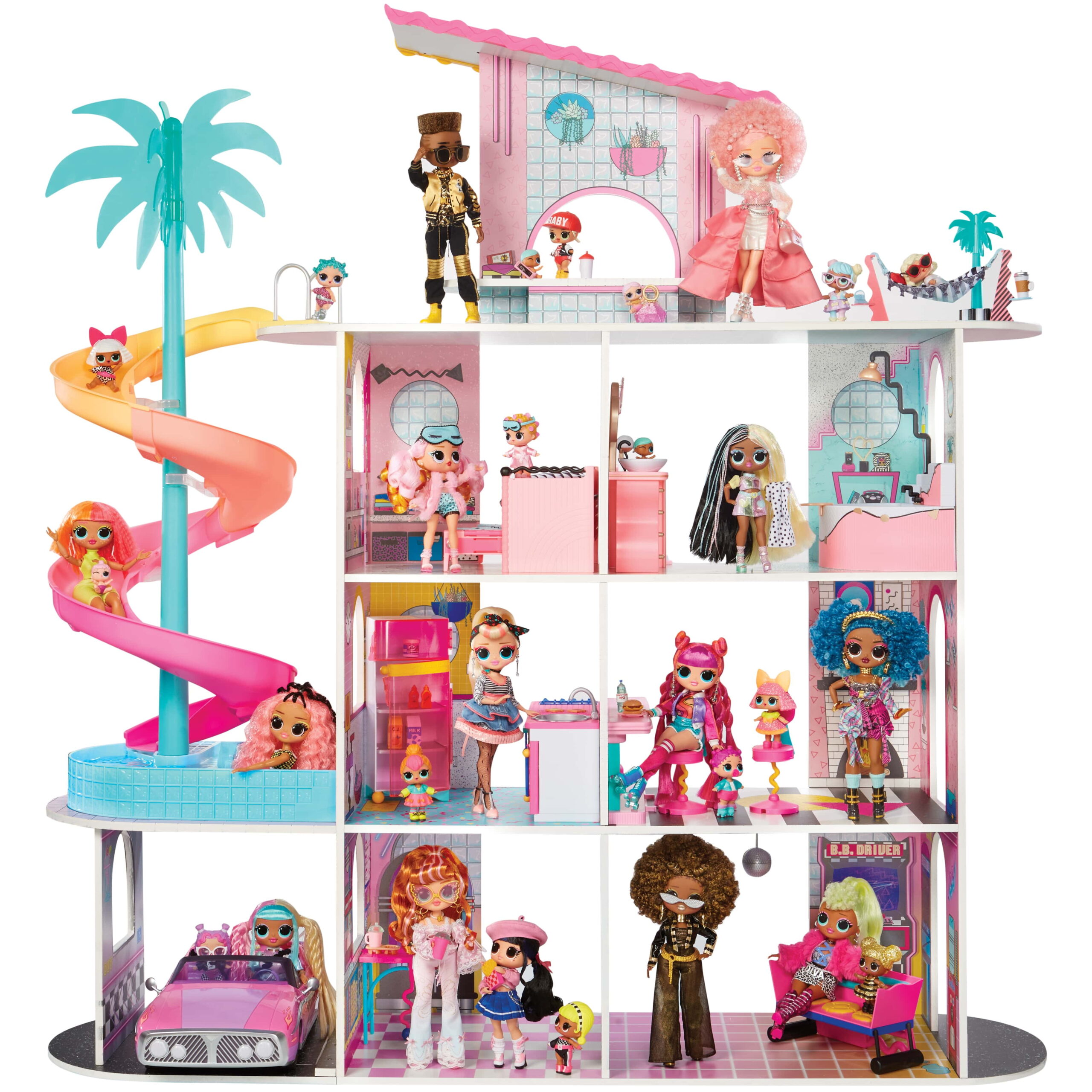 Added LOL Surprise OMG Fashion House Playset, 85+ Surprises, Real Wood, Pool, Spiral Slide, Rooftop Patio, Furniture, Kids Gift 4-14 to Wishlist