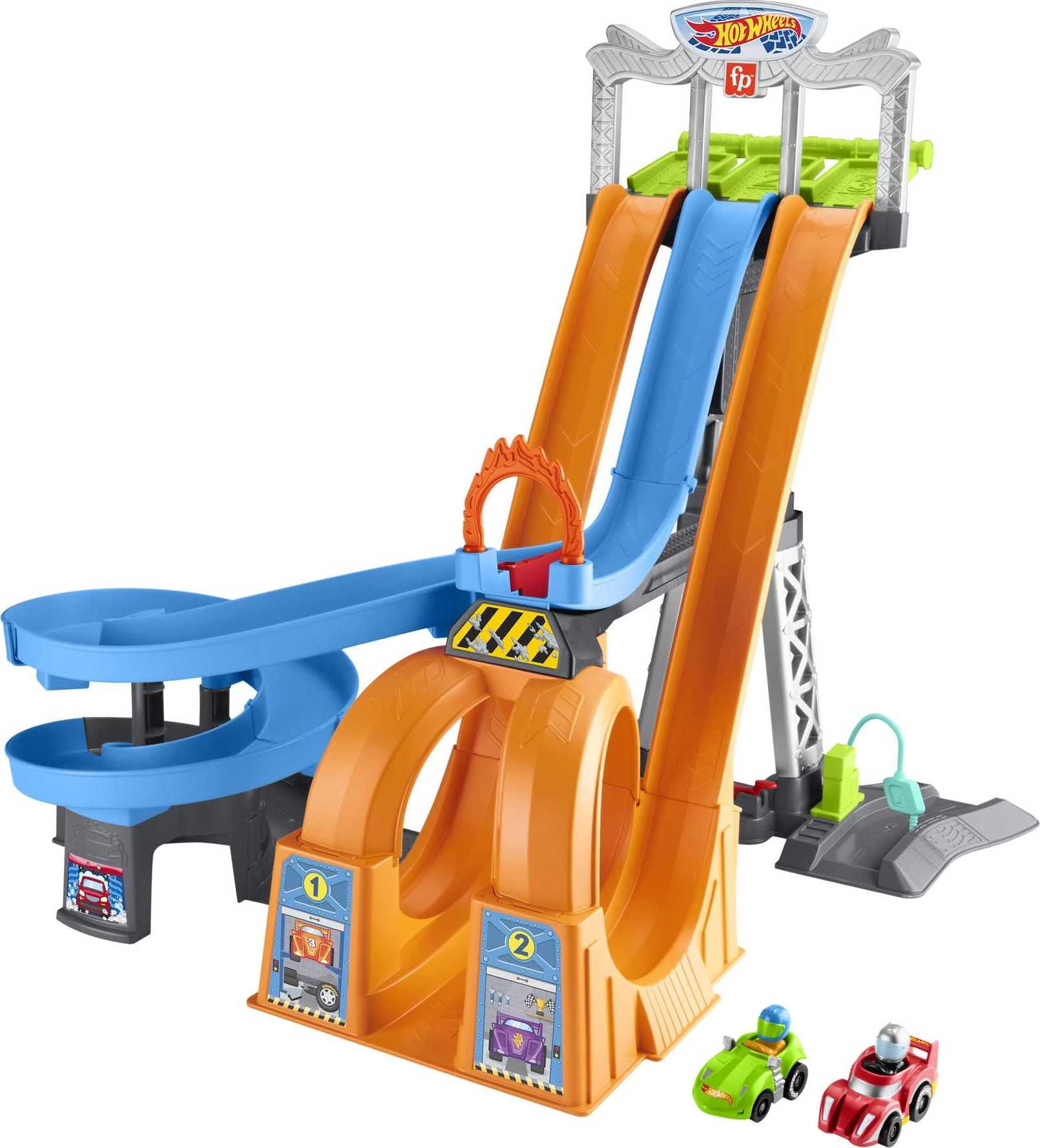 Added Little People Hot Wheels Track Playset Racing Loops Tower with 2 Toy Cars For Toddlers Ages 18 months and up to Wishlist