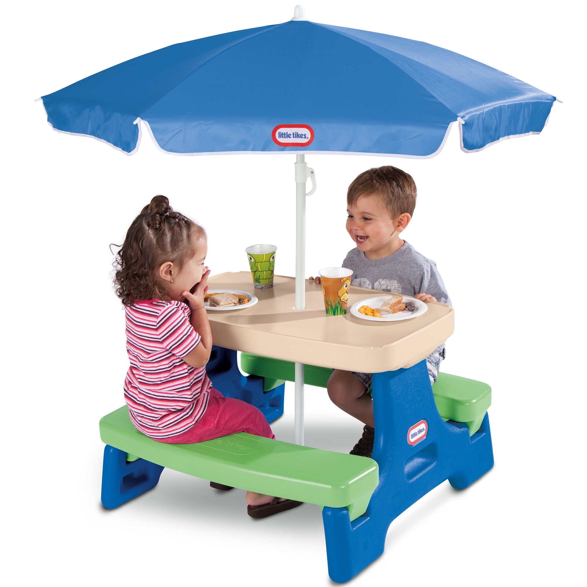 Added Little Tikes Easy Store Jr. Picnic Table with Umbrella, Blue & Green - Play Table with Umbrella, for Kids to Wishlist