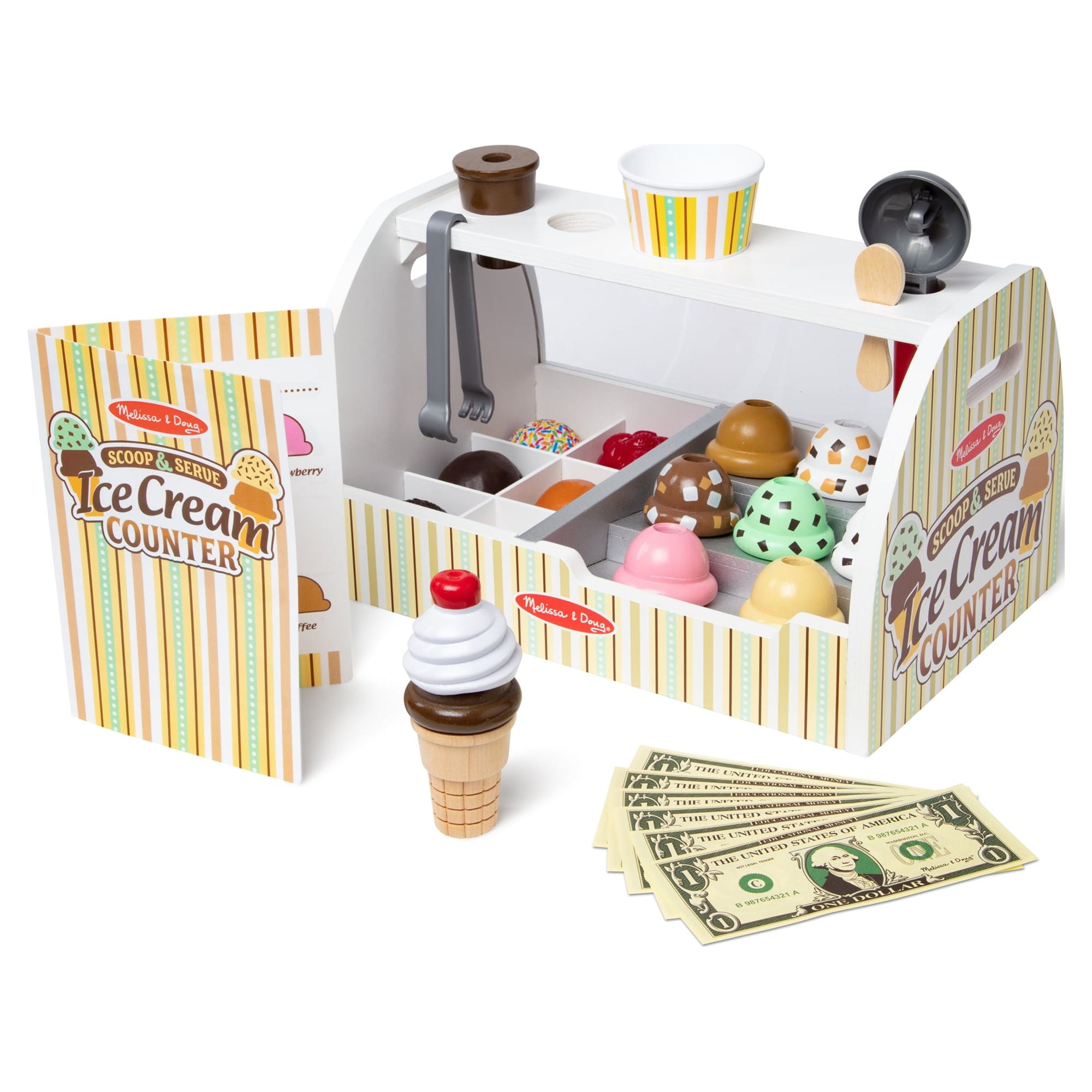 Added Melissa & Doug Wooden Scoop and Serve Ice Cream Counter (28 pcs) - Play Food and Accessories to Wishlist