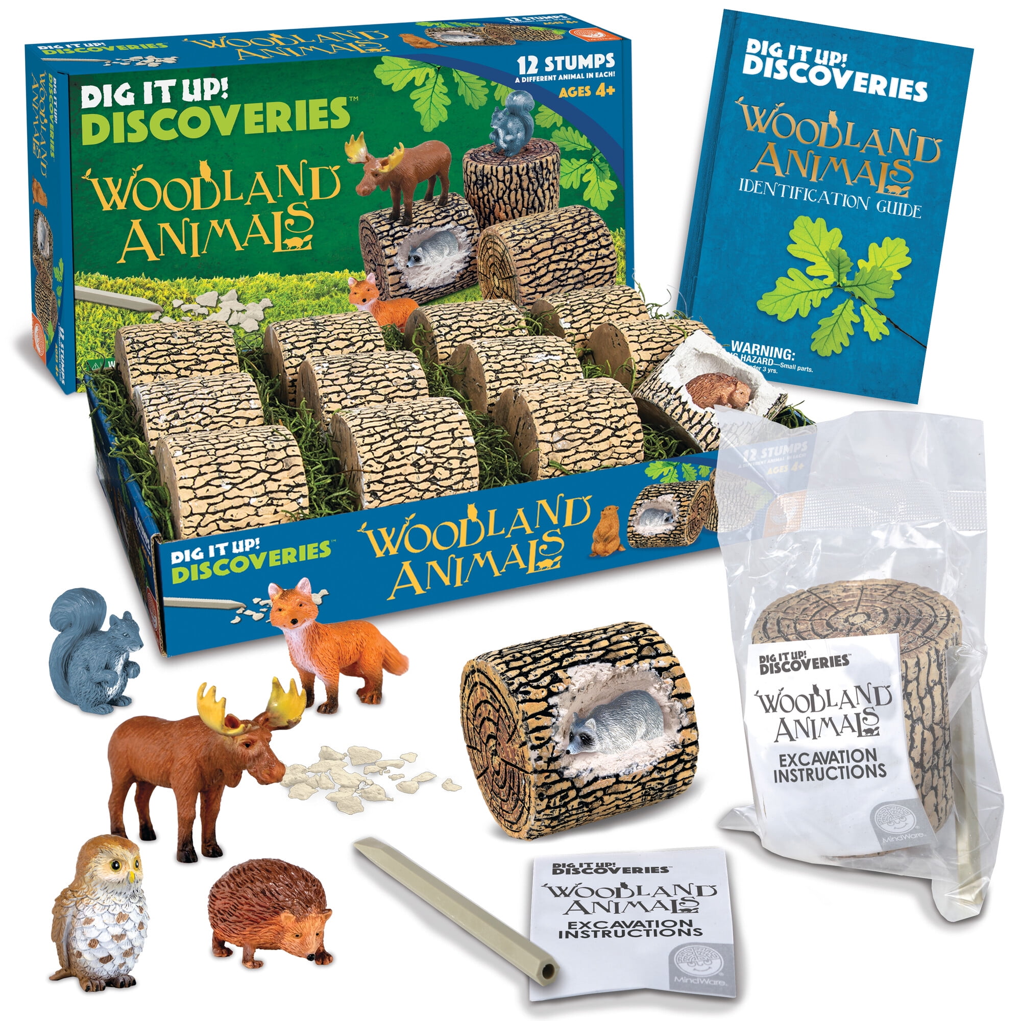 Added MindWare Dig it Up! Woodland Animals Excavation Kit - Dig Kit with 12 Stumps, 12 Animal Figurines & 12 Chisels - Group or Classroom Activities - Ages 4+ to Wishlist