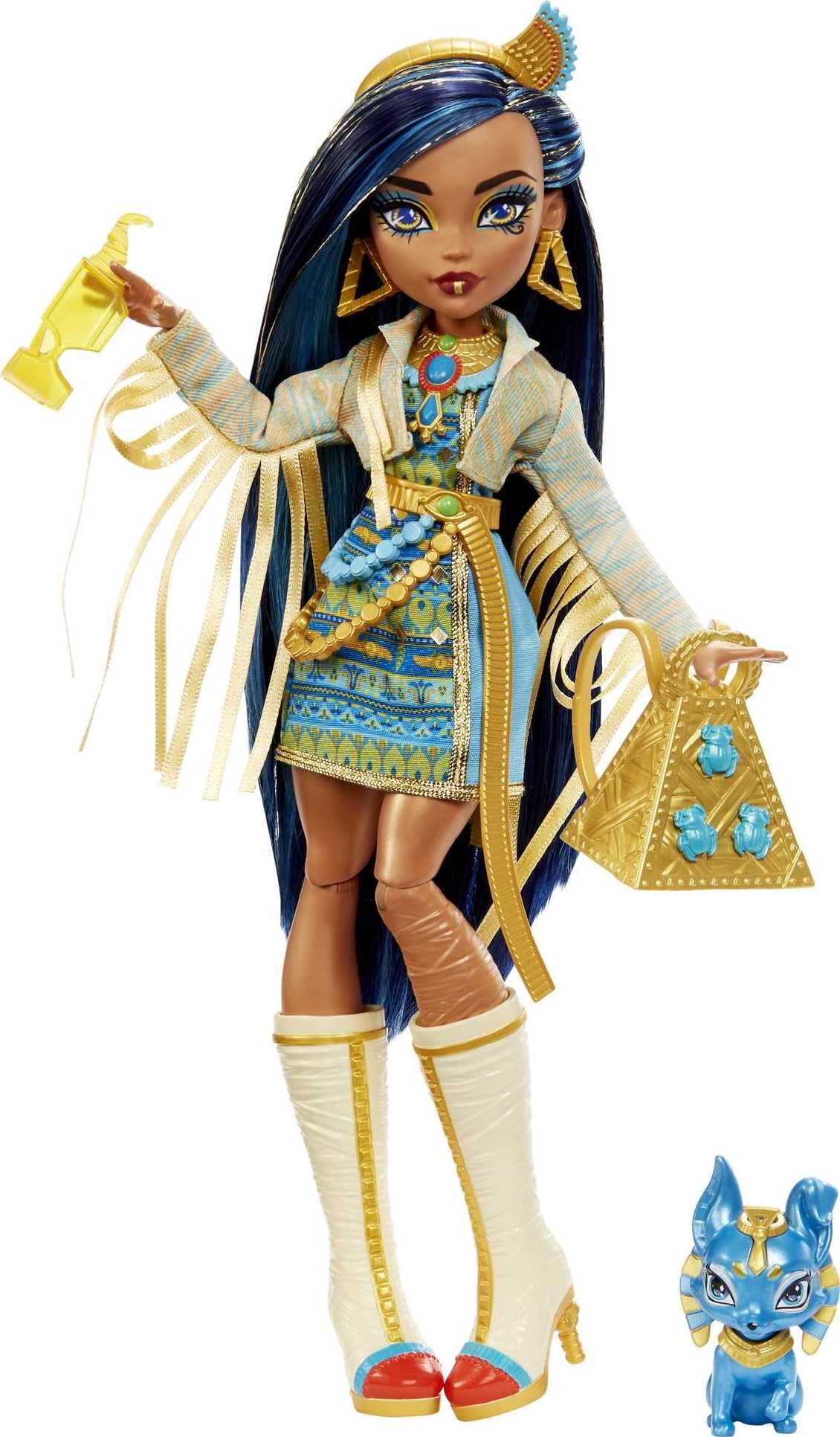 Added Monster High Cleo De Nile Fashion Doll with Blue Streaked Hair, Accessories & Pet Dog to Wishlist