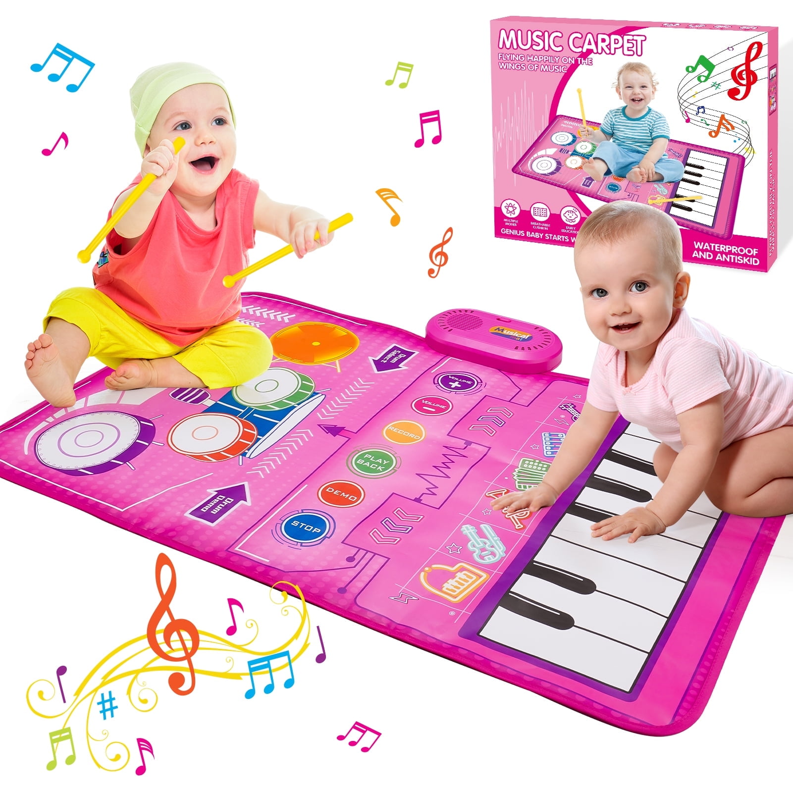 Added Musical Toys Baby Piano Mat 1 Year Old Girls Toys, Keyboard & Drum Musical Mat, Gifts for 1 2 3 Years Old Girls, Music Sensory Play Mat Toys for Girls Ages 1 2 3 4 to Wishlist