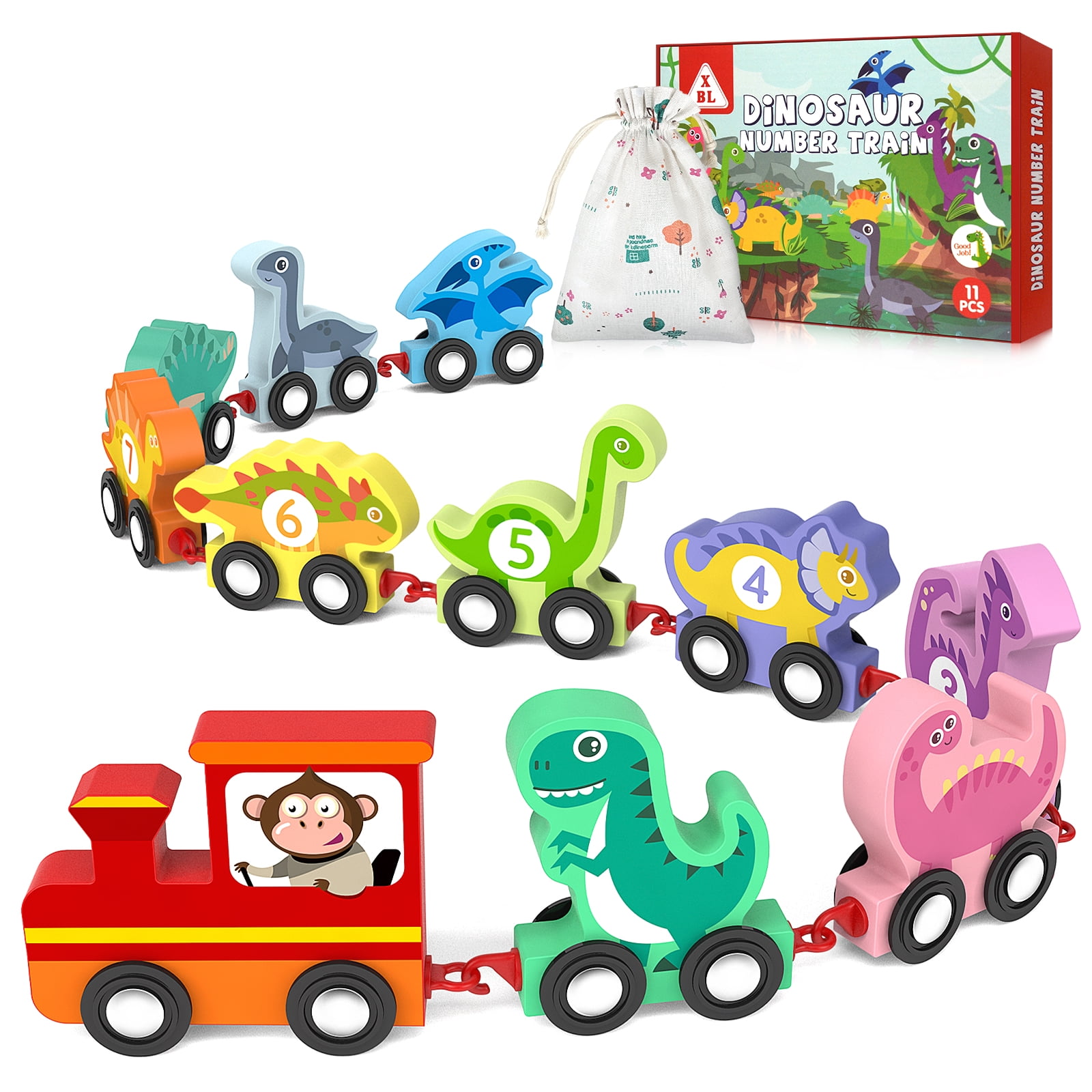 Added OSLINE Toddler Toys for 1 2 3 Year Old Boy Birthday Gift,Wooden Train Set Dinosaur Toys for Kids 2-4 Boys to Wishlist