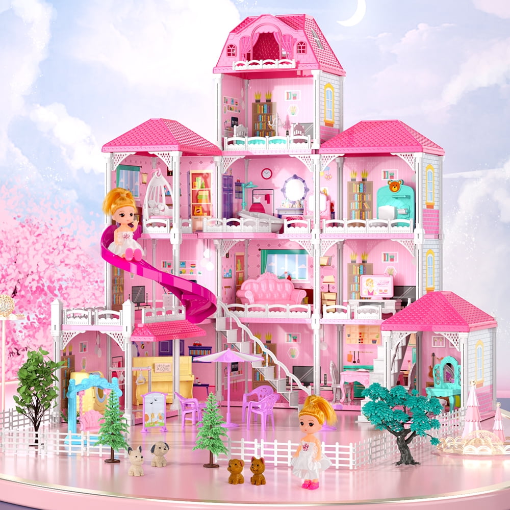 Added Pink Doll House Diy Kit Pretend Play Building Home Educational Toys for Girls Children for Girls Boys Age 3+ to Wishlist