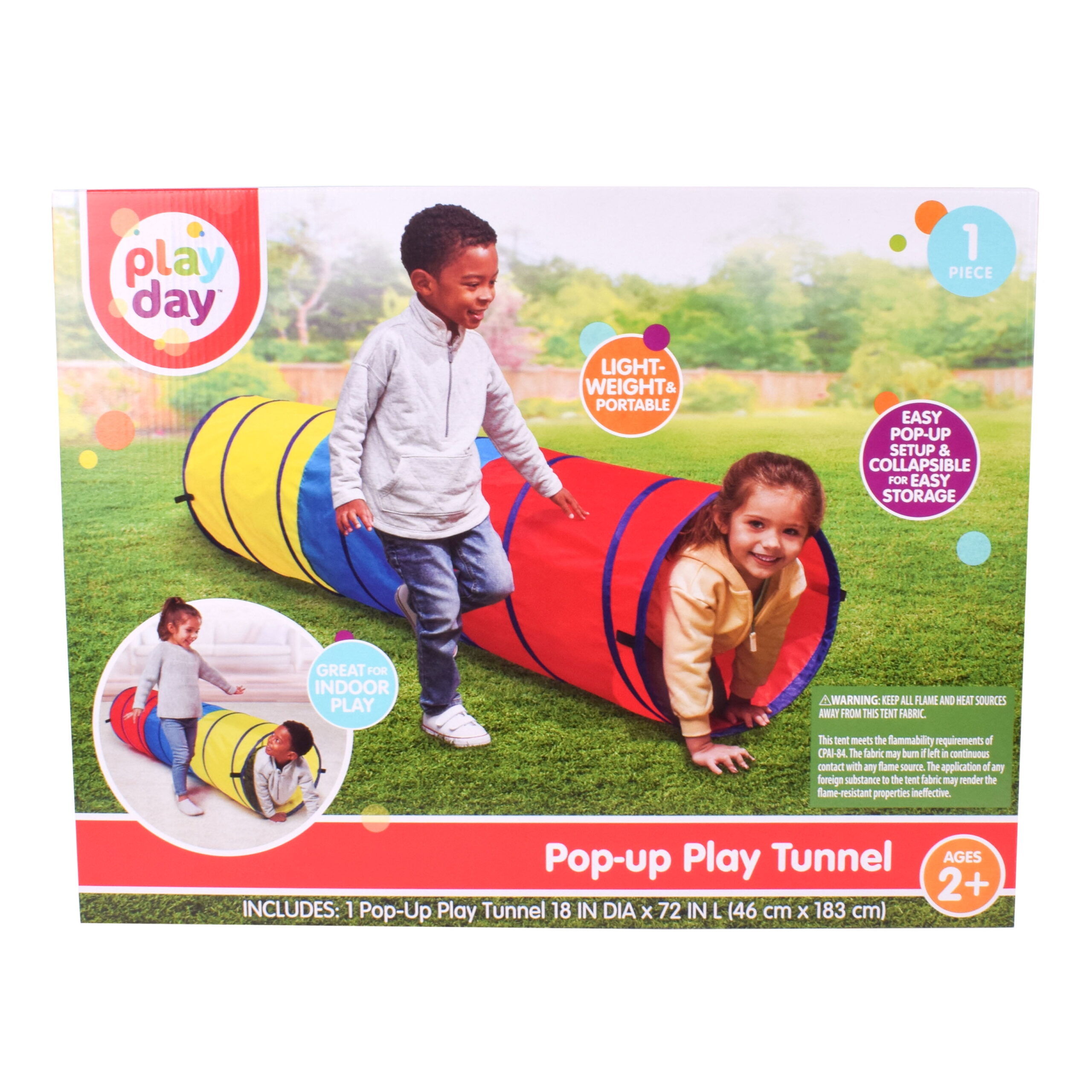 Added Play Day Pop-up Tunnel and Tent, Polyester Material for Indoor and Outdoor Use, Children Ages 3+ to Wishlist