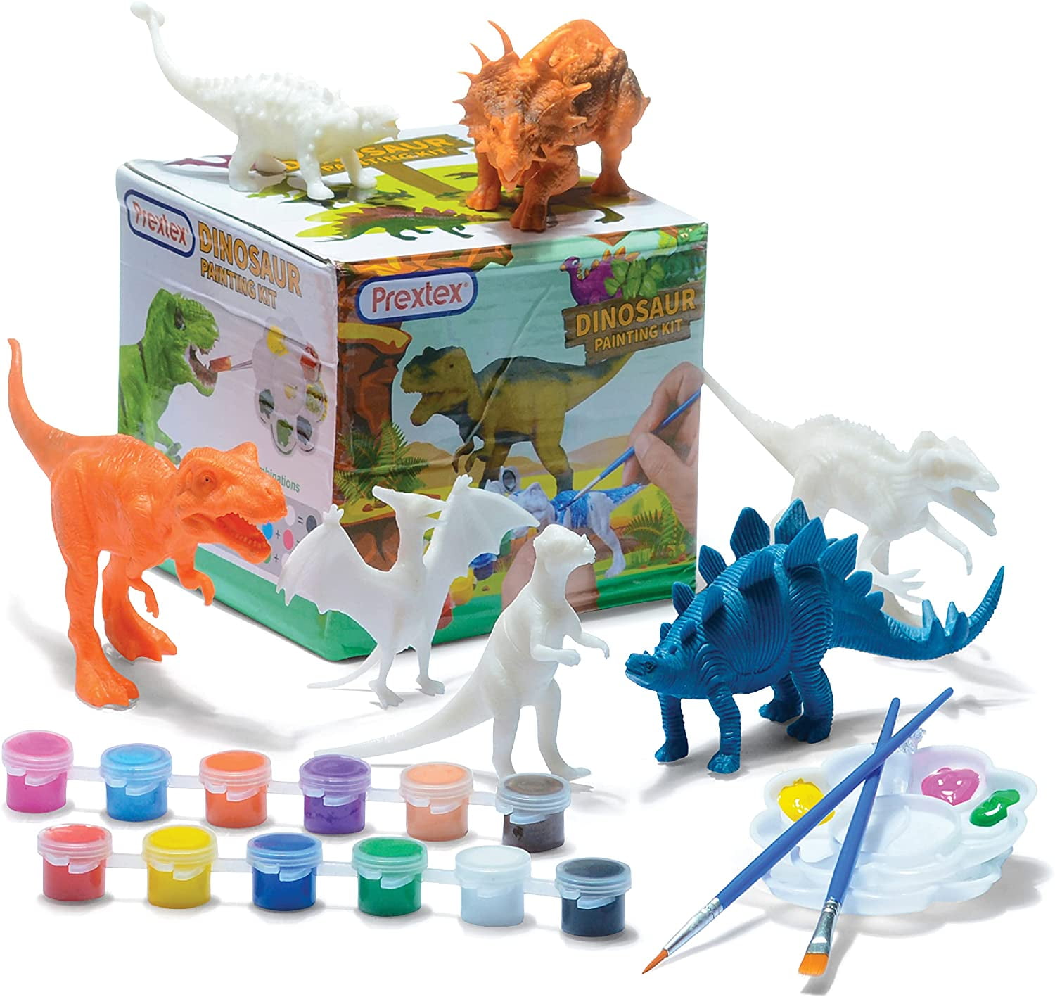 Added Prextex Dinosaur Painting Kit for Kids - Decorate Your Own Dinosaur Figurines 13-Piece Arts and Craft Activity Set for Boys and Girls Dinosaur Toys, Craft Kits, Kids Arts and Crafts, Dinosaur Craft to Wishlist