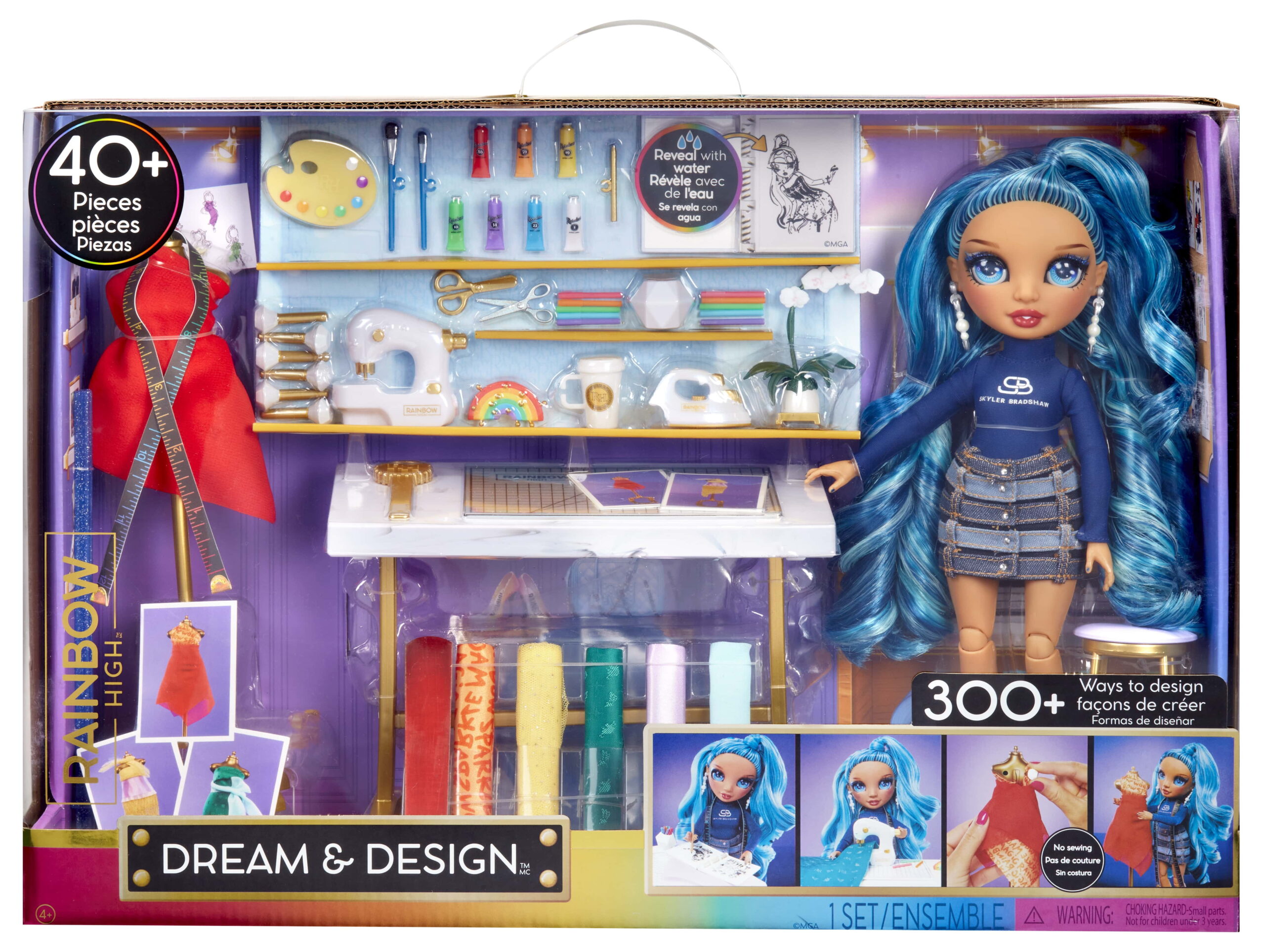 Added Rainbow High Dream & Design Fashion Studio, Designer Playset with Blue Skyler Doll, Easy No Sew Fashion Kit Kids Toy Gift 4-12 to Wishlist