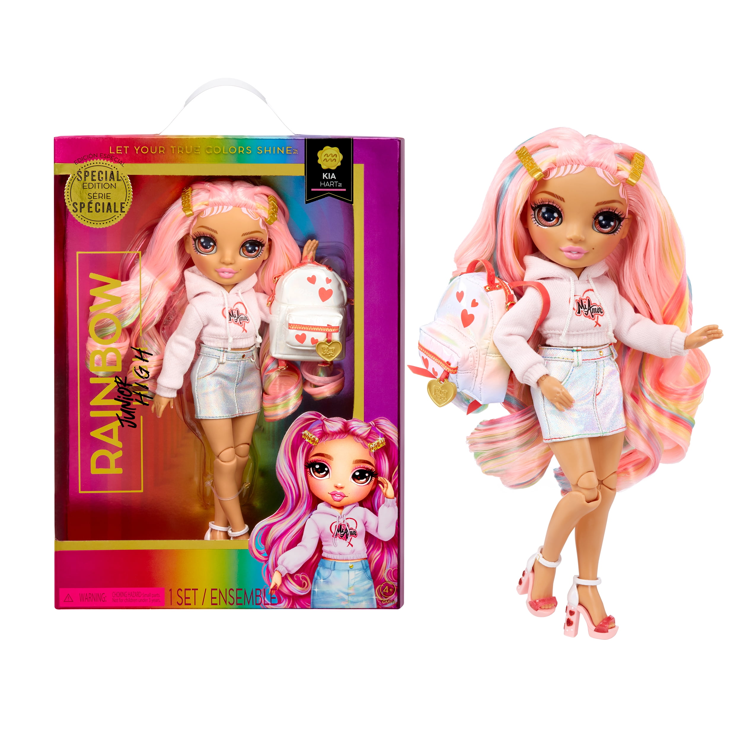 Added Rainbow Jr High Special Edition Kia Hart , 9" Pink Posable Fashion Doll, Accessories, Soft Backpack. Toy Gift Kids Ages 4-12 to Wishlist