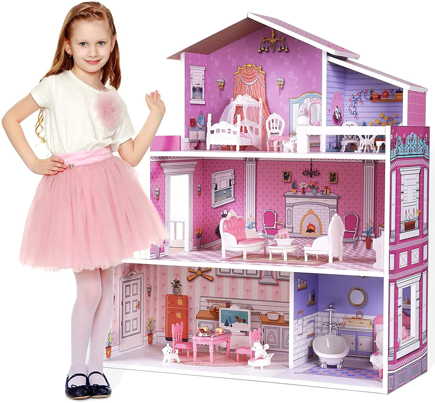 Added Robud Victoria Wooden Dollhouse for Kids Furniture Preschool Dollhouse House Toy for Toddlers Girls to Wishlist