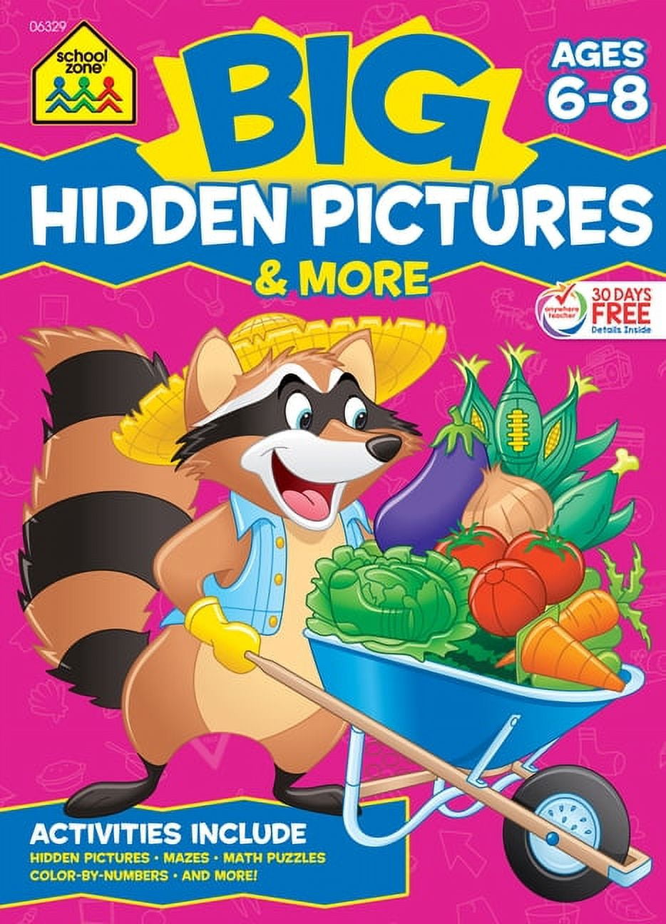 Added School Zone Big Hidden Pictures & More Workbook, (Paperback) to Wishlist