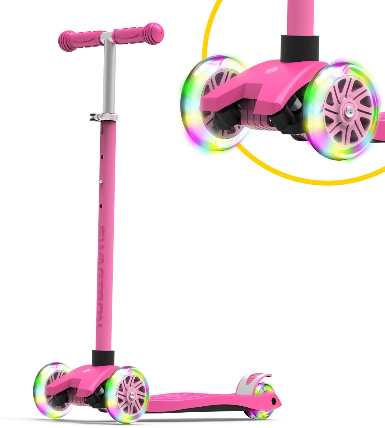 Added Swagtron K5 3-Wheel Kids Scooter with Light-Up Wheels Height-Adjustable for Boys or Girls Ages 3+ to Wishlist