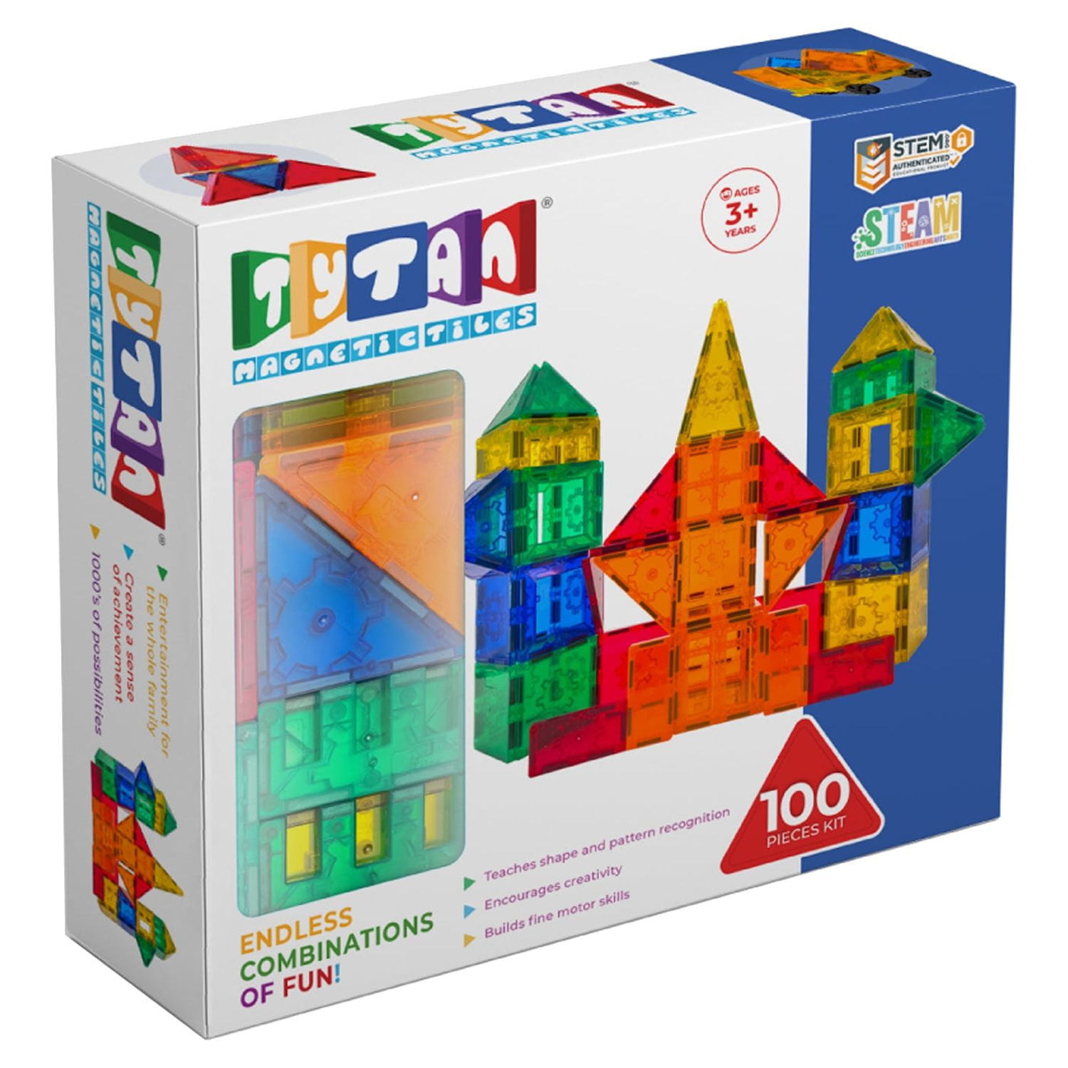 Added Tytan Tiles Magnetic Toy Tiles, 100 Pieces, STEM Certified | Ages Children to Adult 3+ to Wishlist