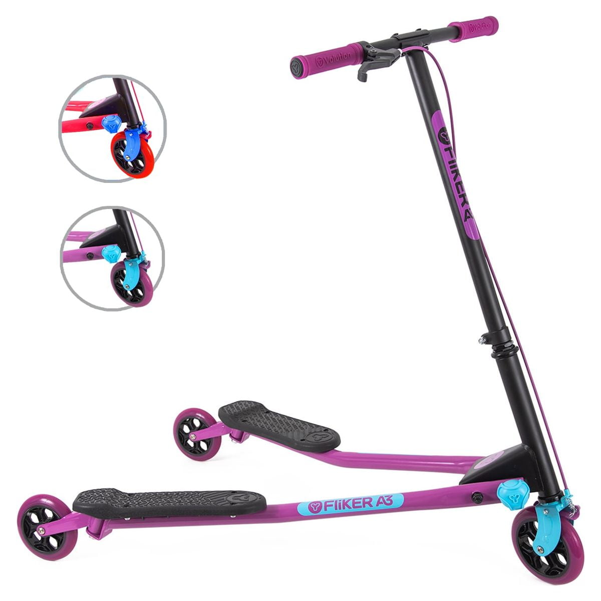 Added Yvolution Y Fliker Air A3 Kids Drift Scooter for Boys and Girls Ages 7+ Years (Purple) to Wishlist