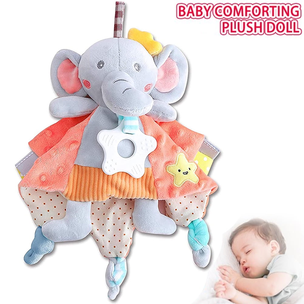 Added QJUHUNG Baby Taggy Security Blankets Soft Plushy Cuddle Bud Blankie Breathable Snuggle Blanket for Boys and Girls, Elephant Towel with Tags, Snuggle Blanket, Lovey Gift for Infant Toddler to Wishlist