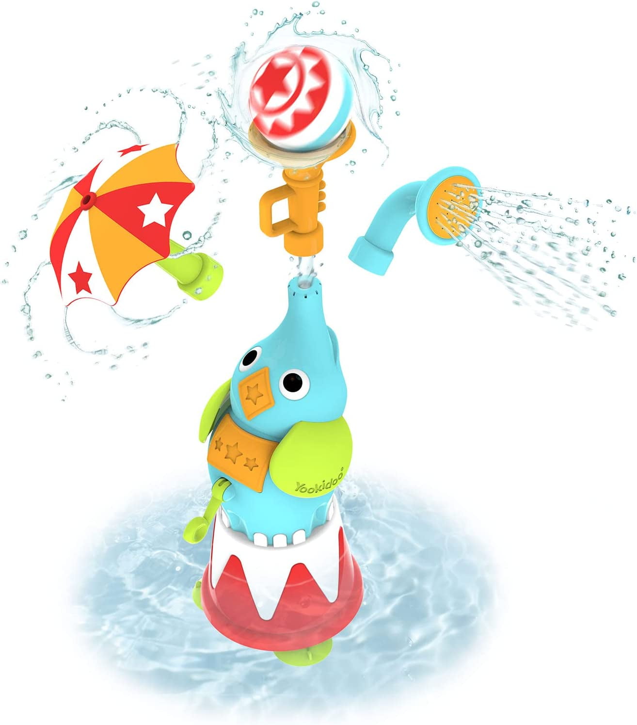 Added Yookidoo Bath Fountain Toy - Elephant Sprinkler Toy Set - 3 Different Spouts with Multiple Spray Actions Plus Bath Ball - Plus Bathtub Organizer and Wall Attachment (18 Months+) to Wishlist