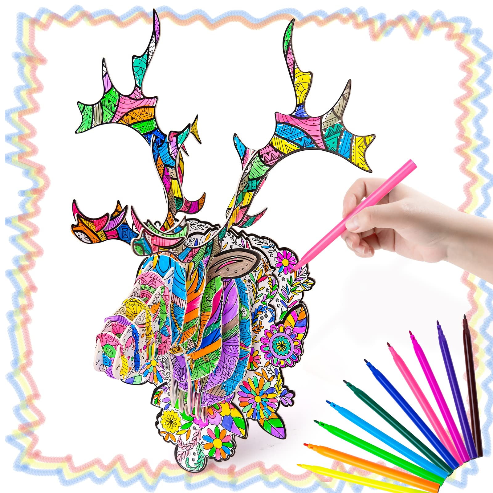 Added Dream Fun Drawing Kit for Kid Age 6 8 Gift for Girl Age 9 Arts and Crafts for Boys Age 10-12, Coloring Puzzle Art Set for 8-12 Year Old Kids 3D Pens DIY Art Toy with Coloring Crayons to Wishlist