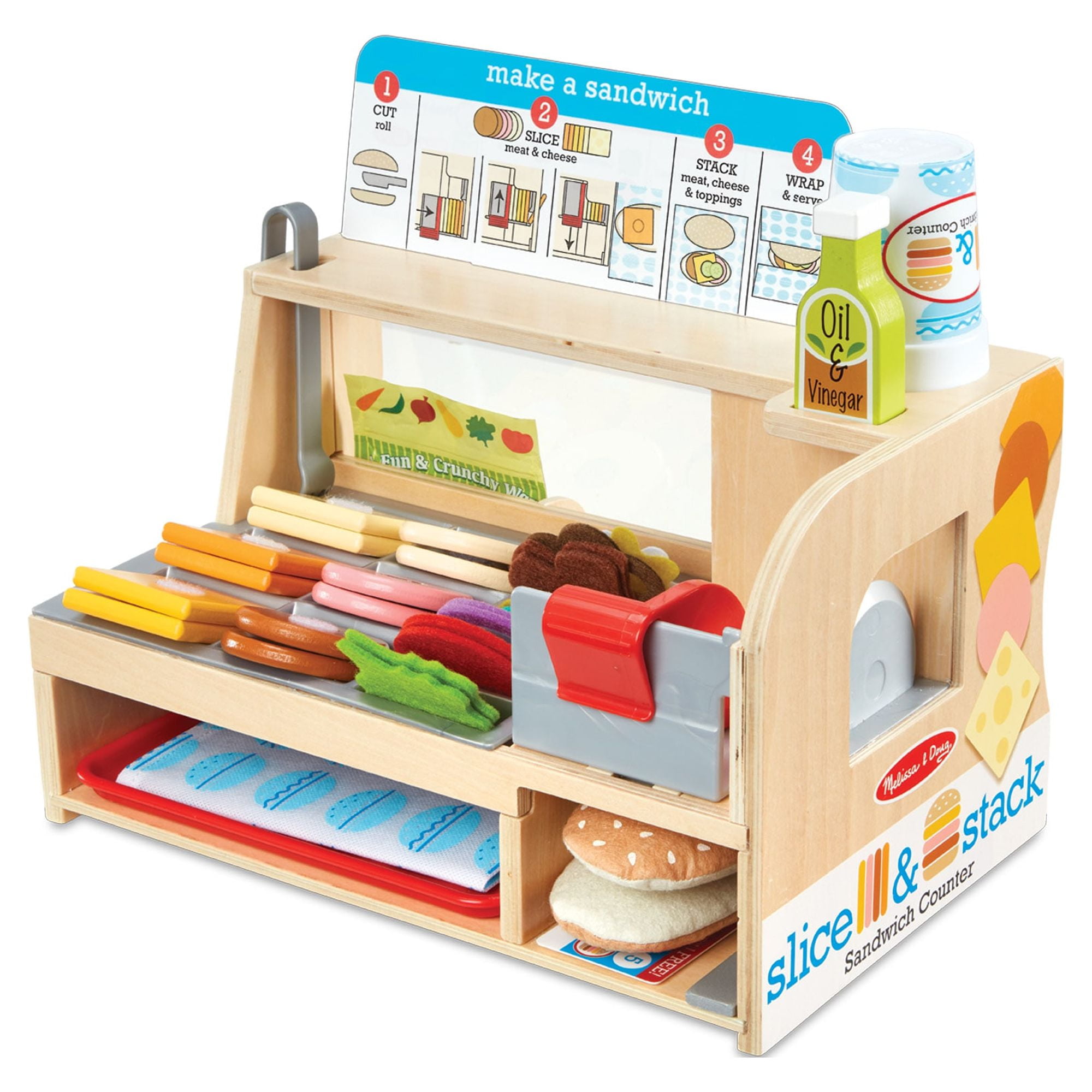 Added Melissa & Doug Wooden Slice & Stack Sandwich Counter with Deli Slicer – 56-Piece Pretend Play Food Pieces - FSC Certified to Wishlist